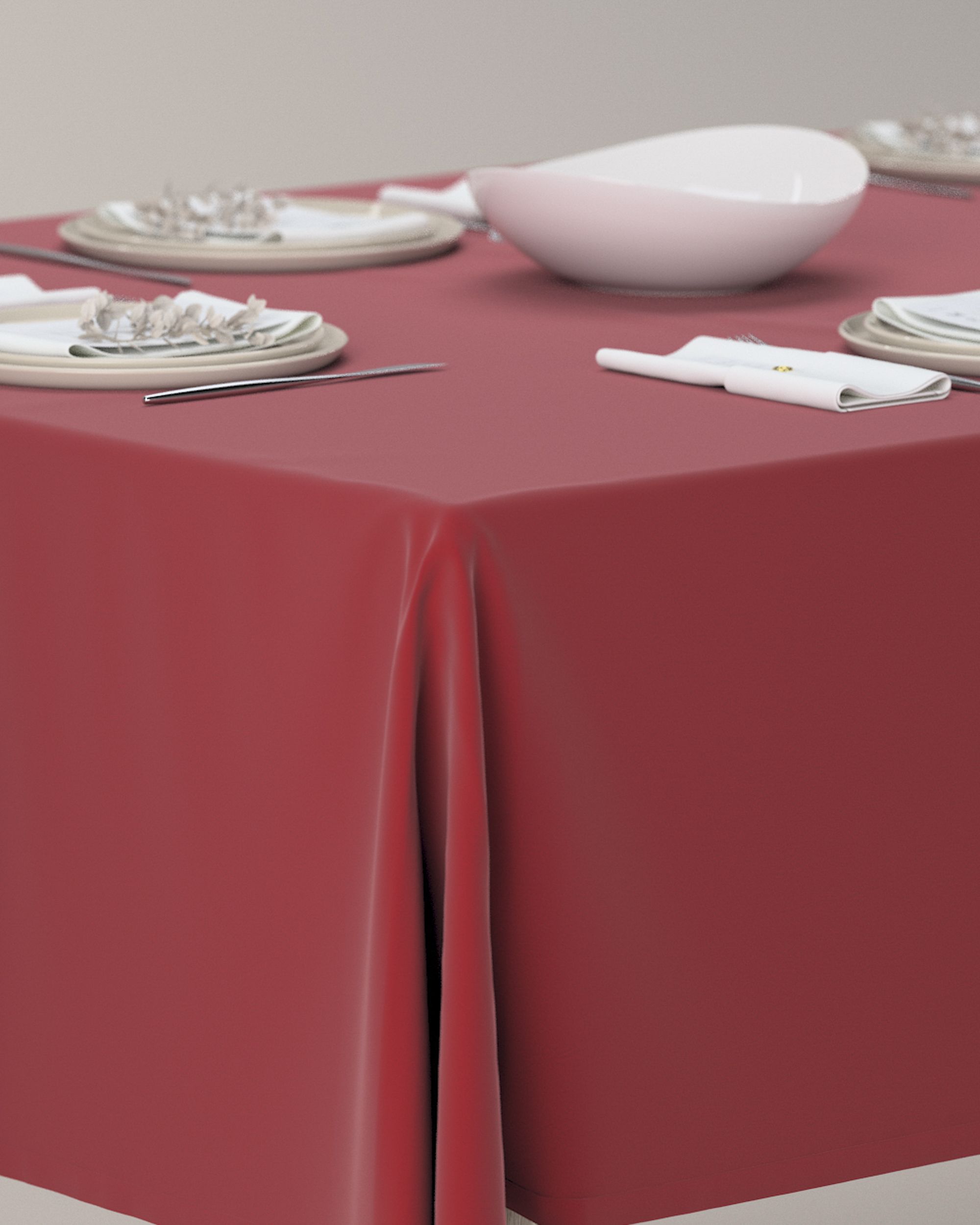 Rechthoekig tafelkleed kleur product rood stof glanzend, fluweel (hover)