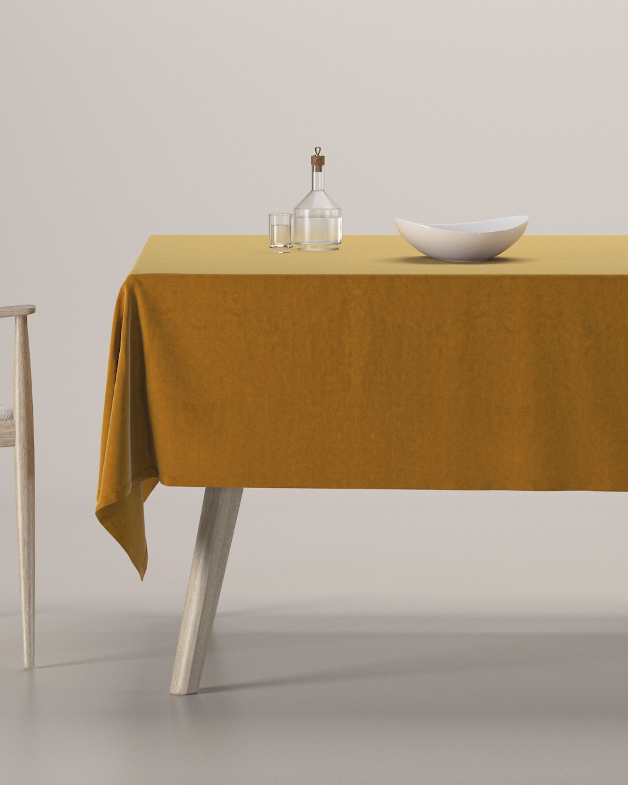Rechthoekig tafelkleed kleur product geel stof glanzend, fluweel