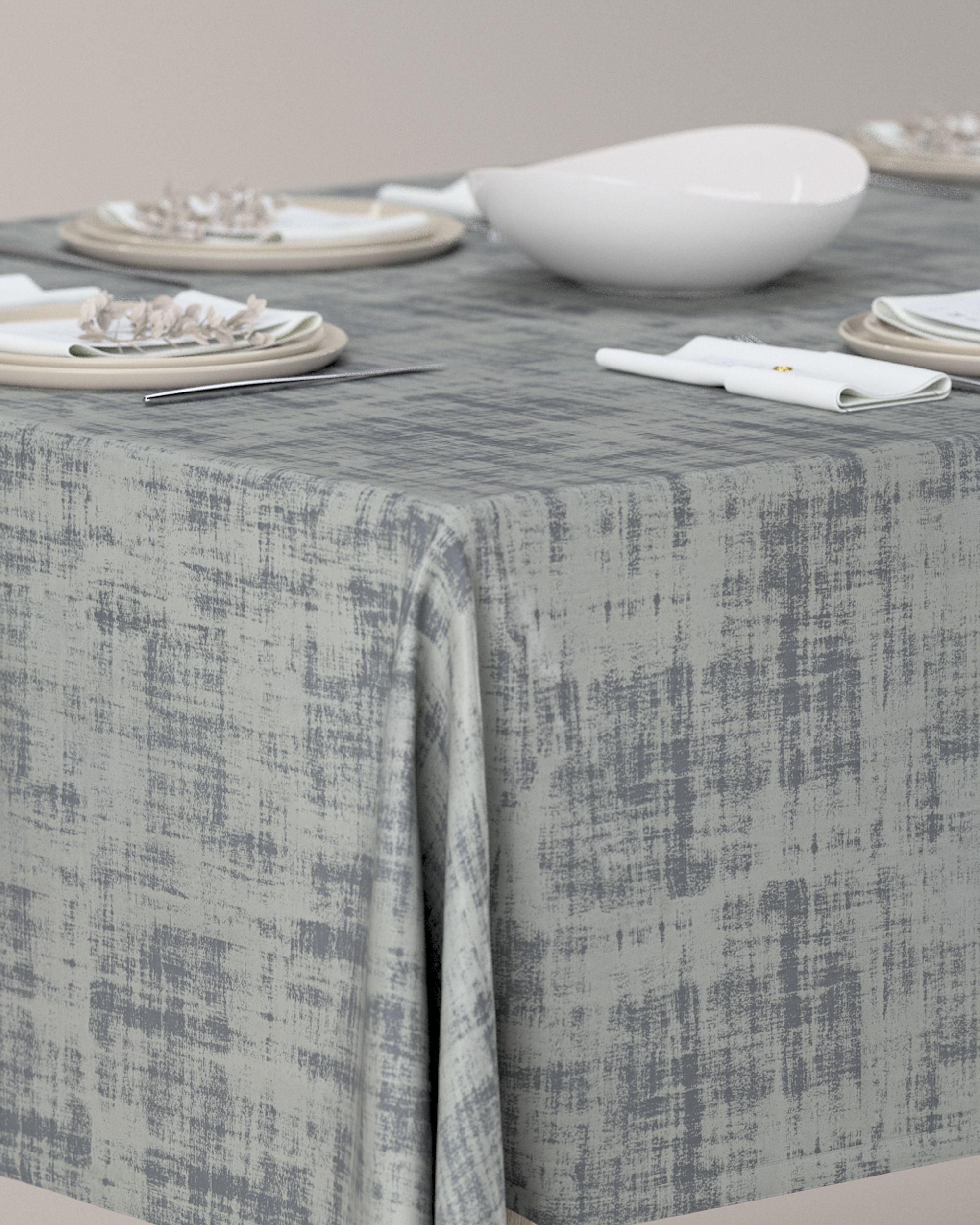 Rechthoekig tafelkleed kleur product grijs stof glanzend, fluweel (hover)