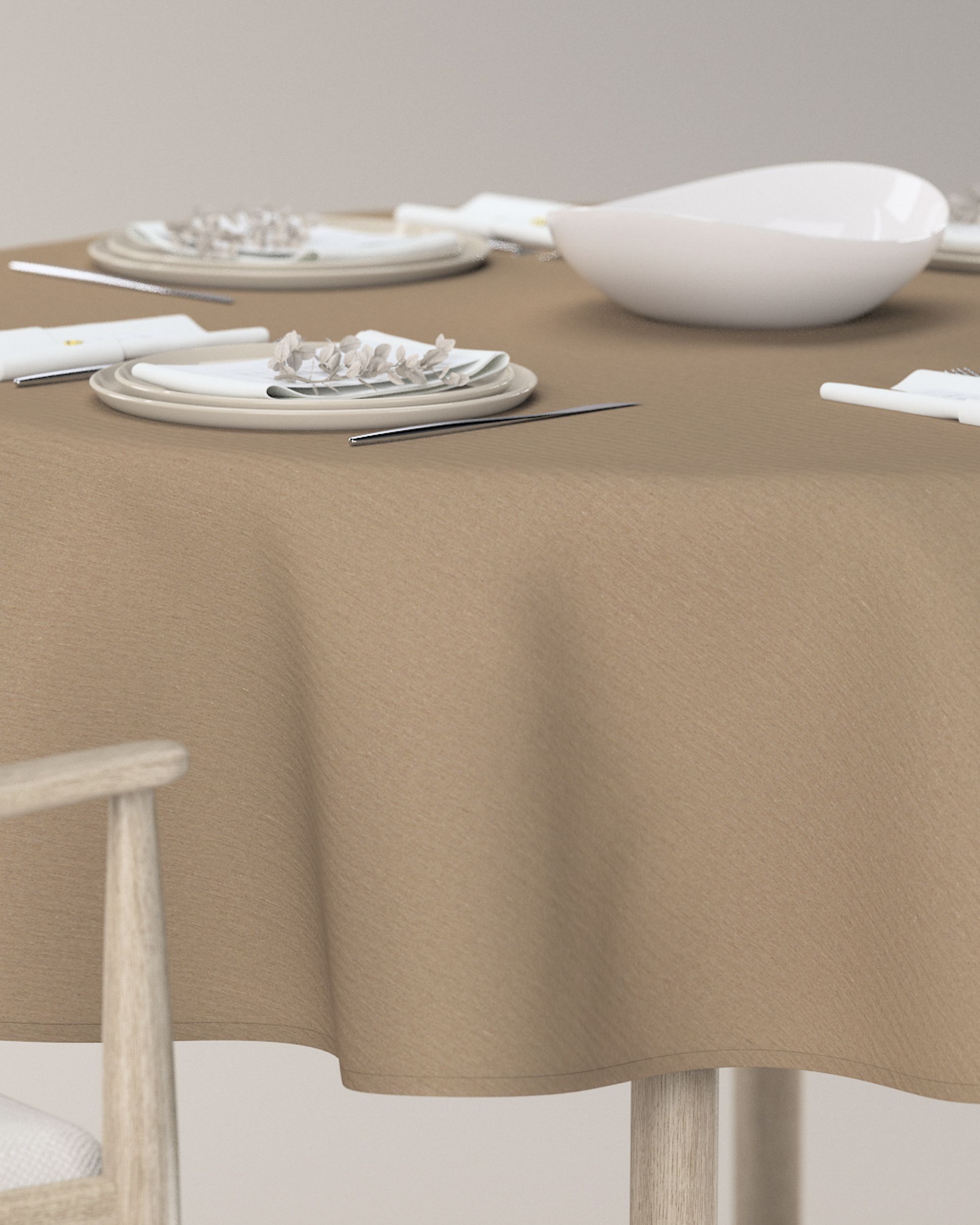 Rond tafelkleed kleur product beige (hover)