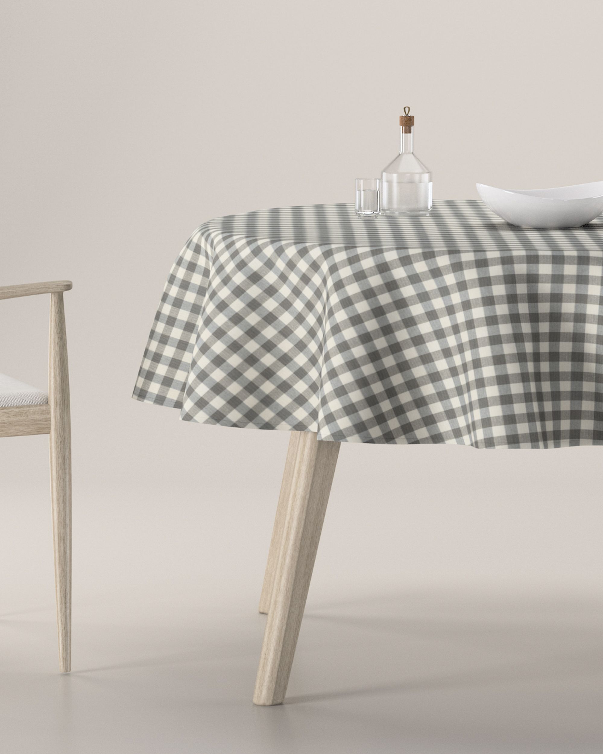 Rond tafelkleed kleur product grijs stof met patroon