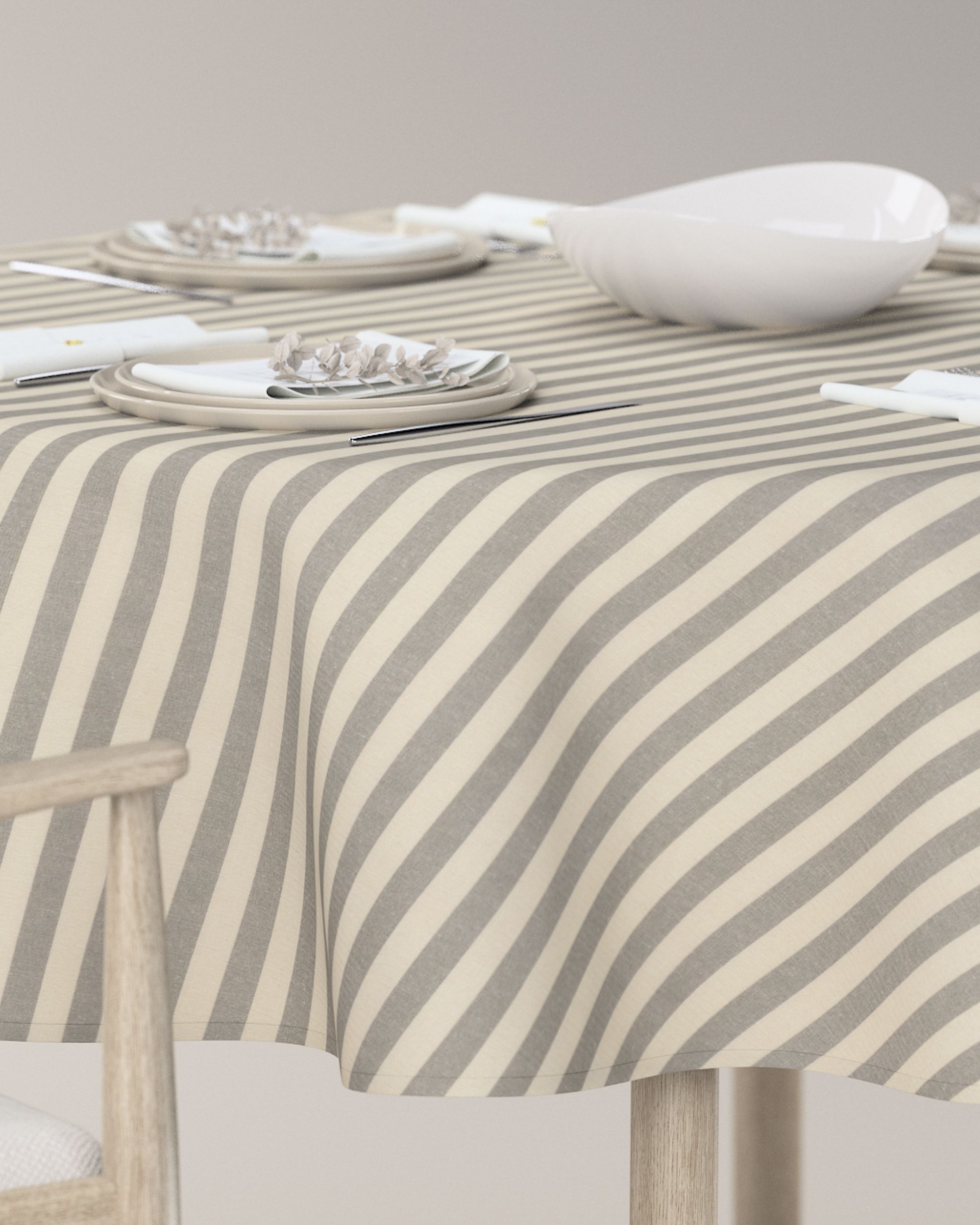 Rond tafelkleed kleur product grijs stof met patroon (hover)