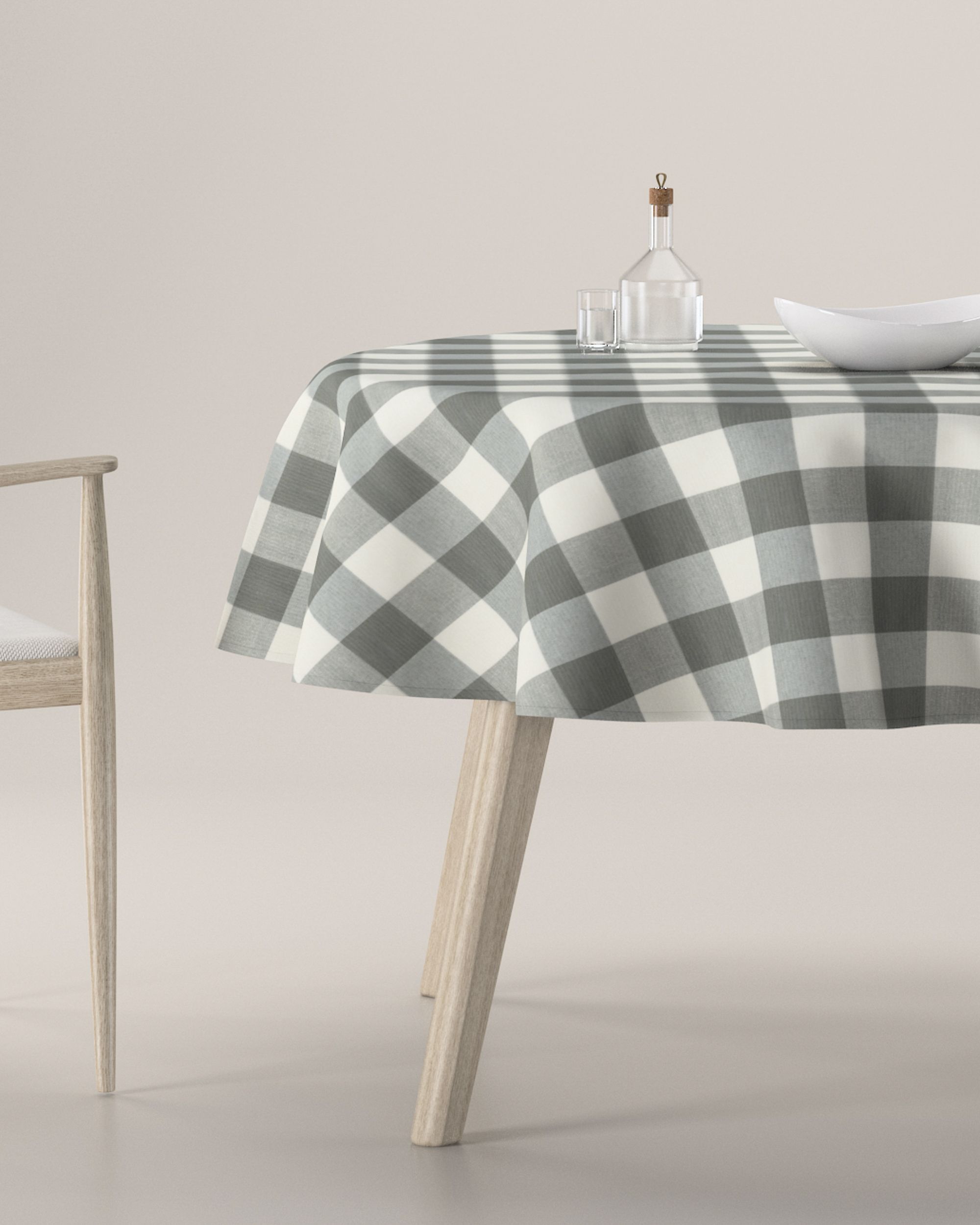 Rond tafelkleed kleur product grijs stof met patroon