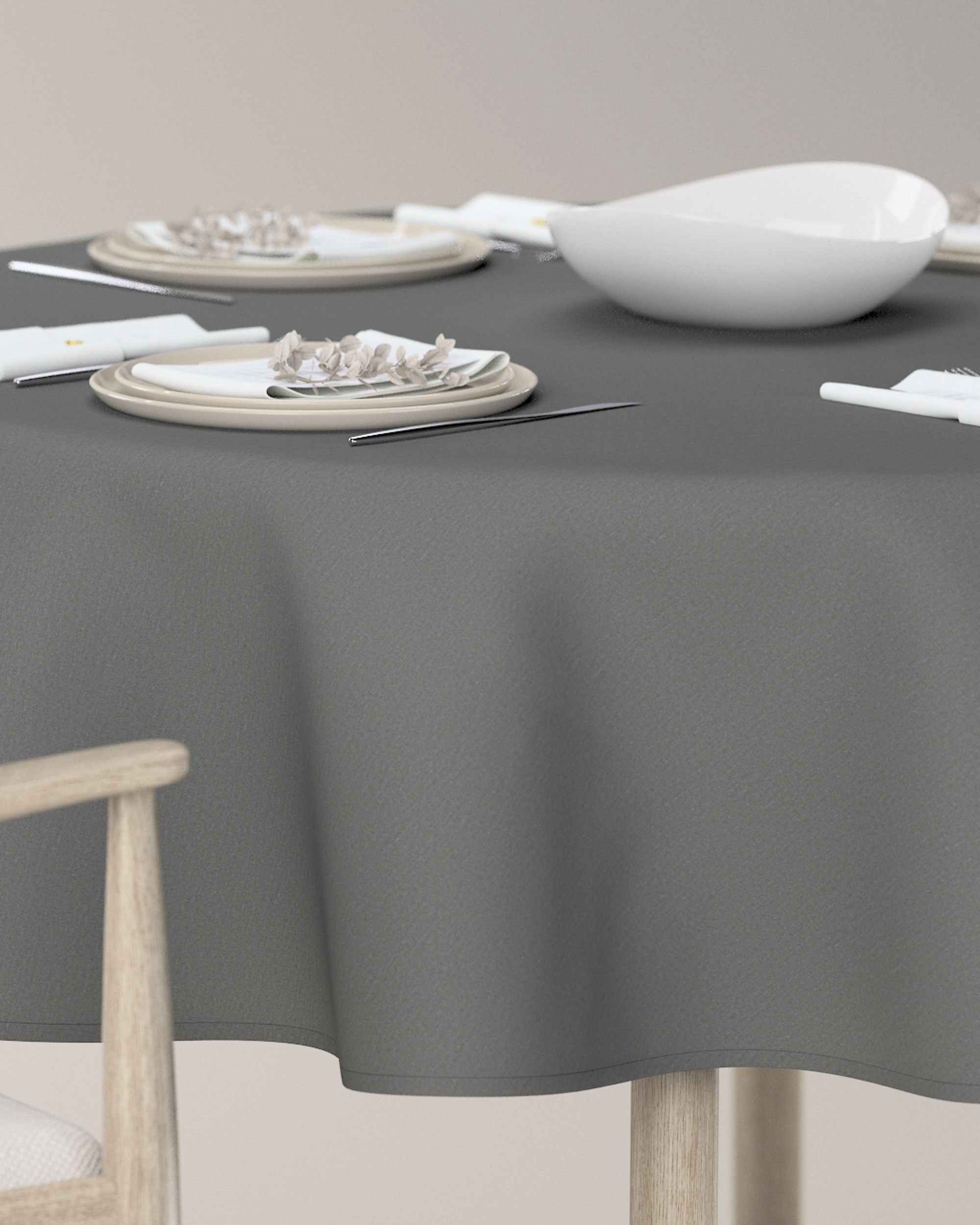 Rond tafelkleed kleur product grijs (hover)