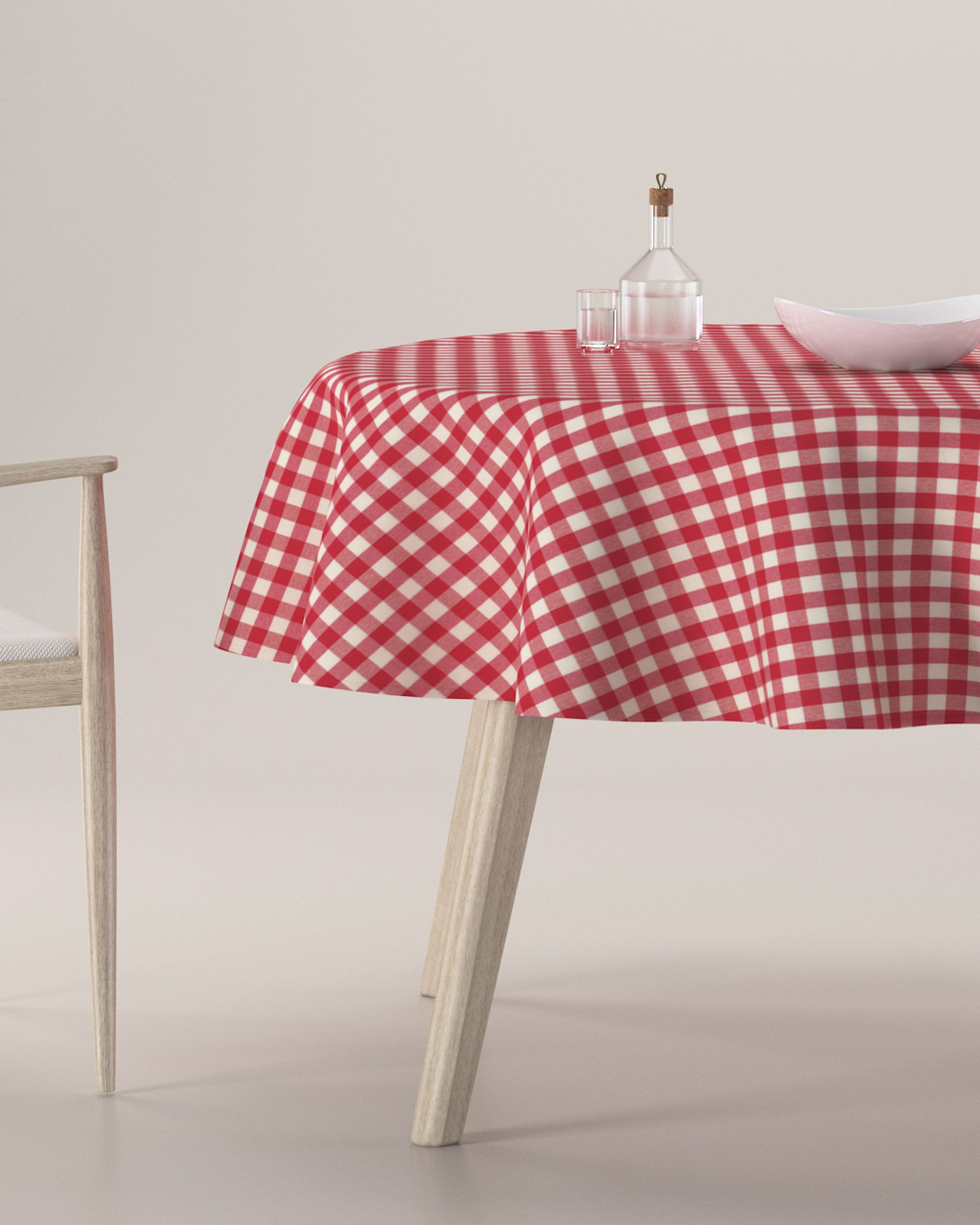 Rond tafelkleed kleur product rood stof met patroon
