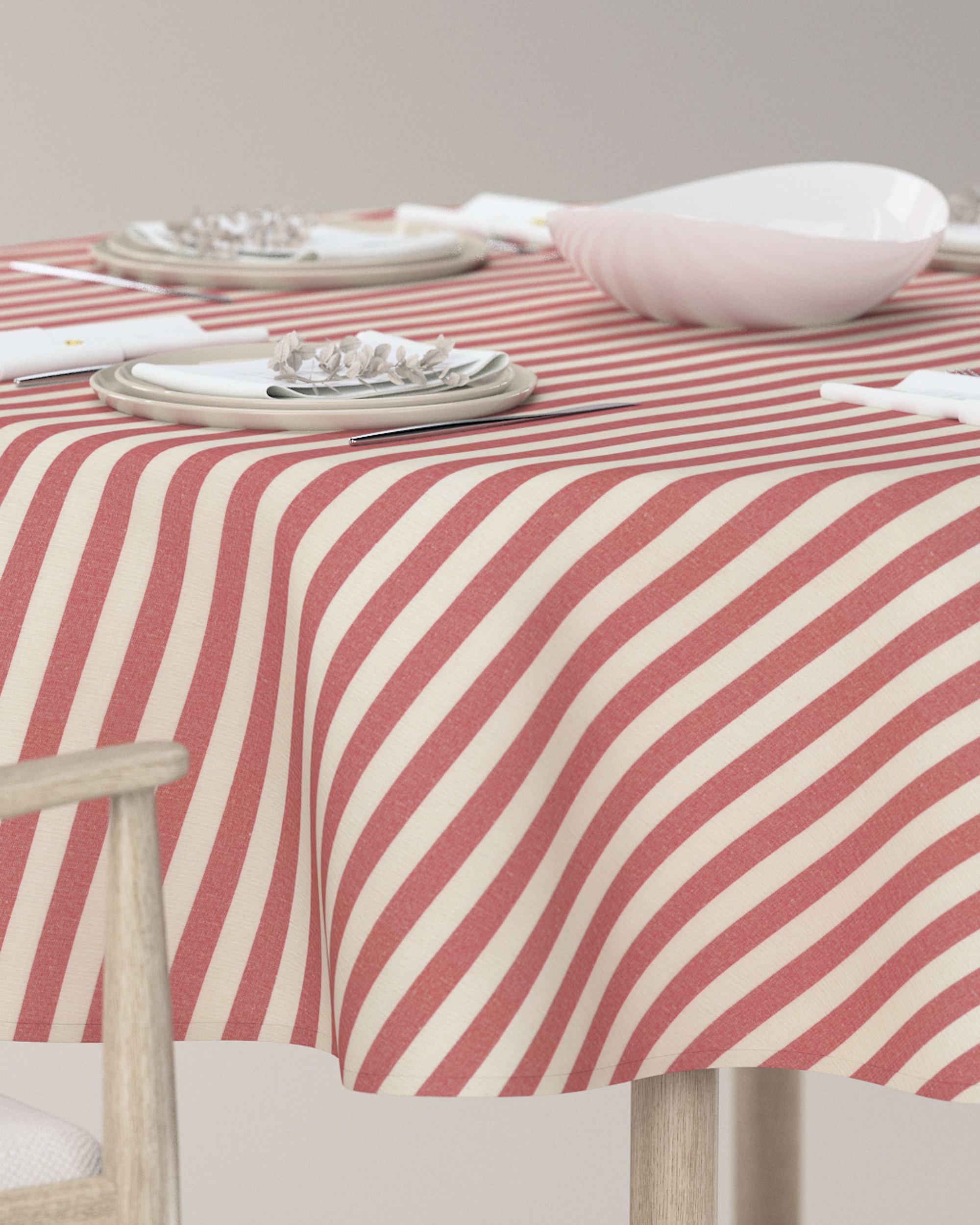 Rond tafelkleed kleur product rood stof met patroon (hover)