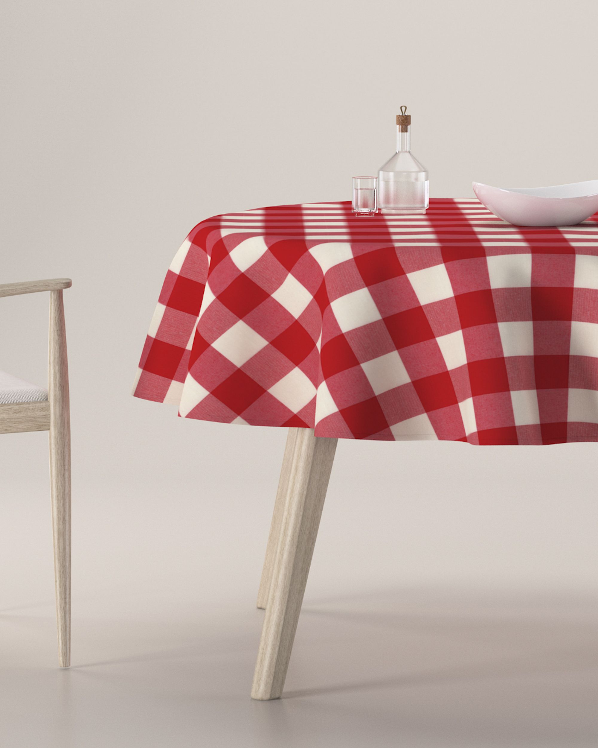 Rond tafelkleed kleur product rood stof met patroon