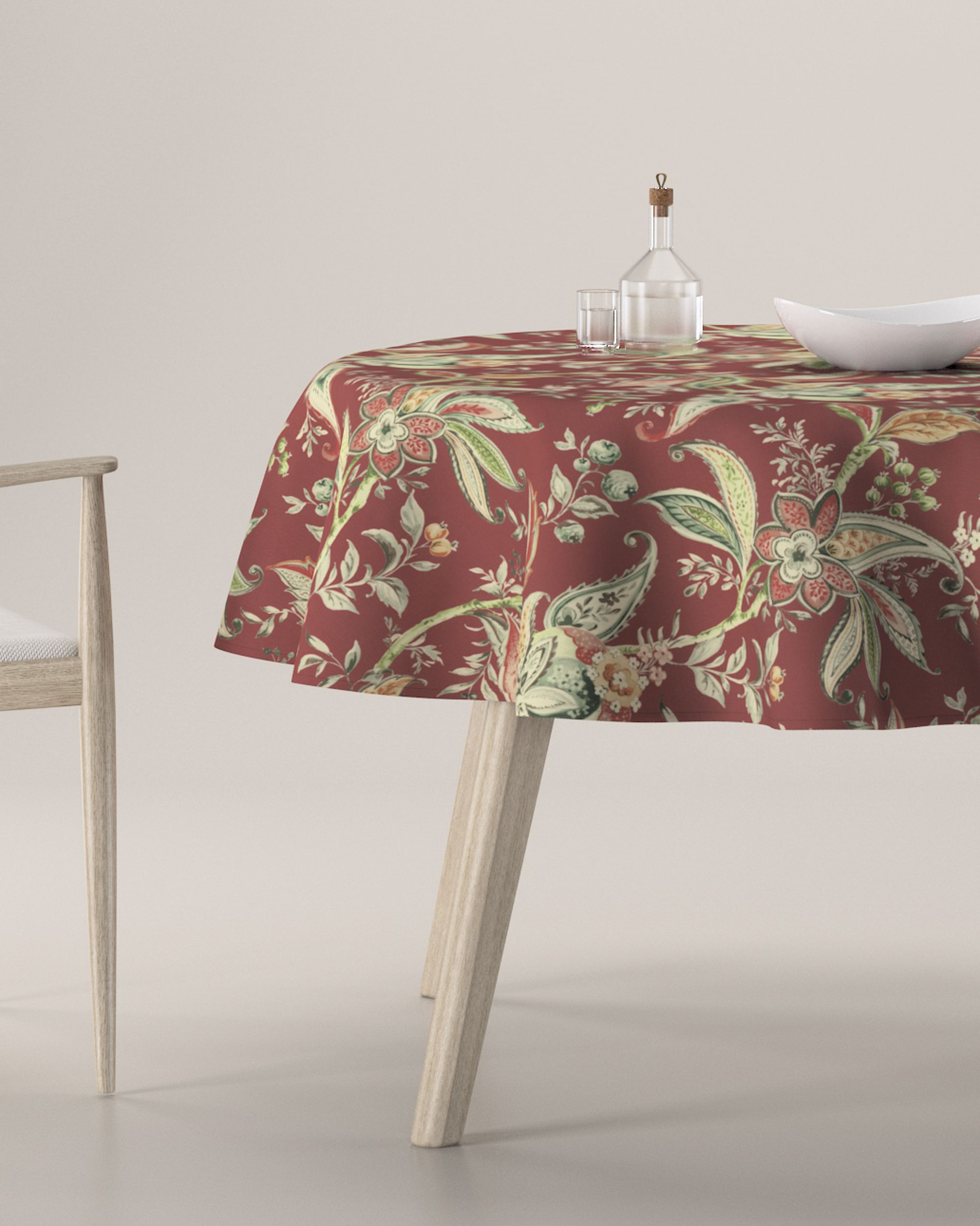 Rond tafelkleed kleur product rood stof met patroon