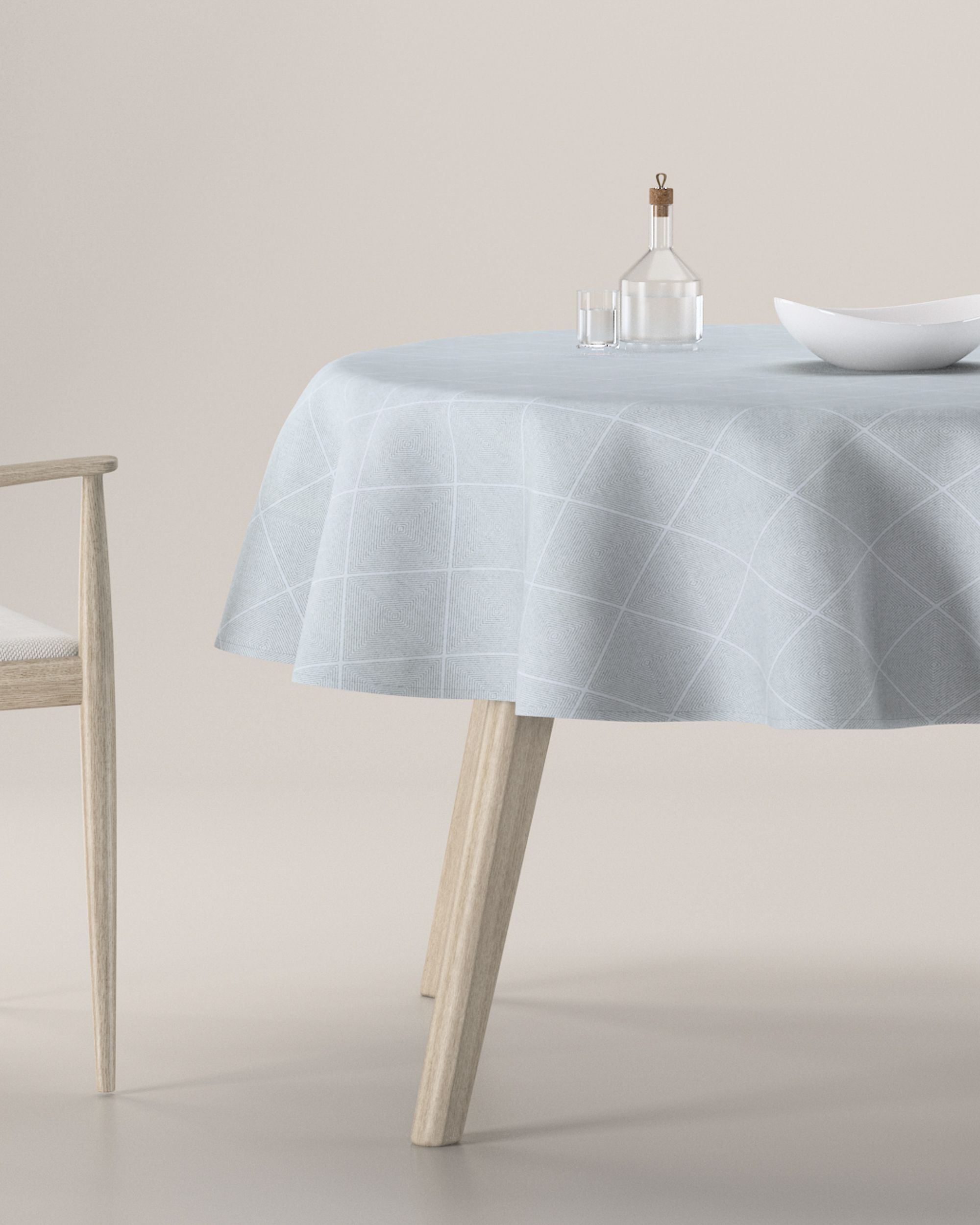 Rond tafelkleed kleur product grijs stof met structuur, met patroon