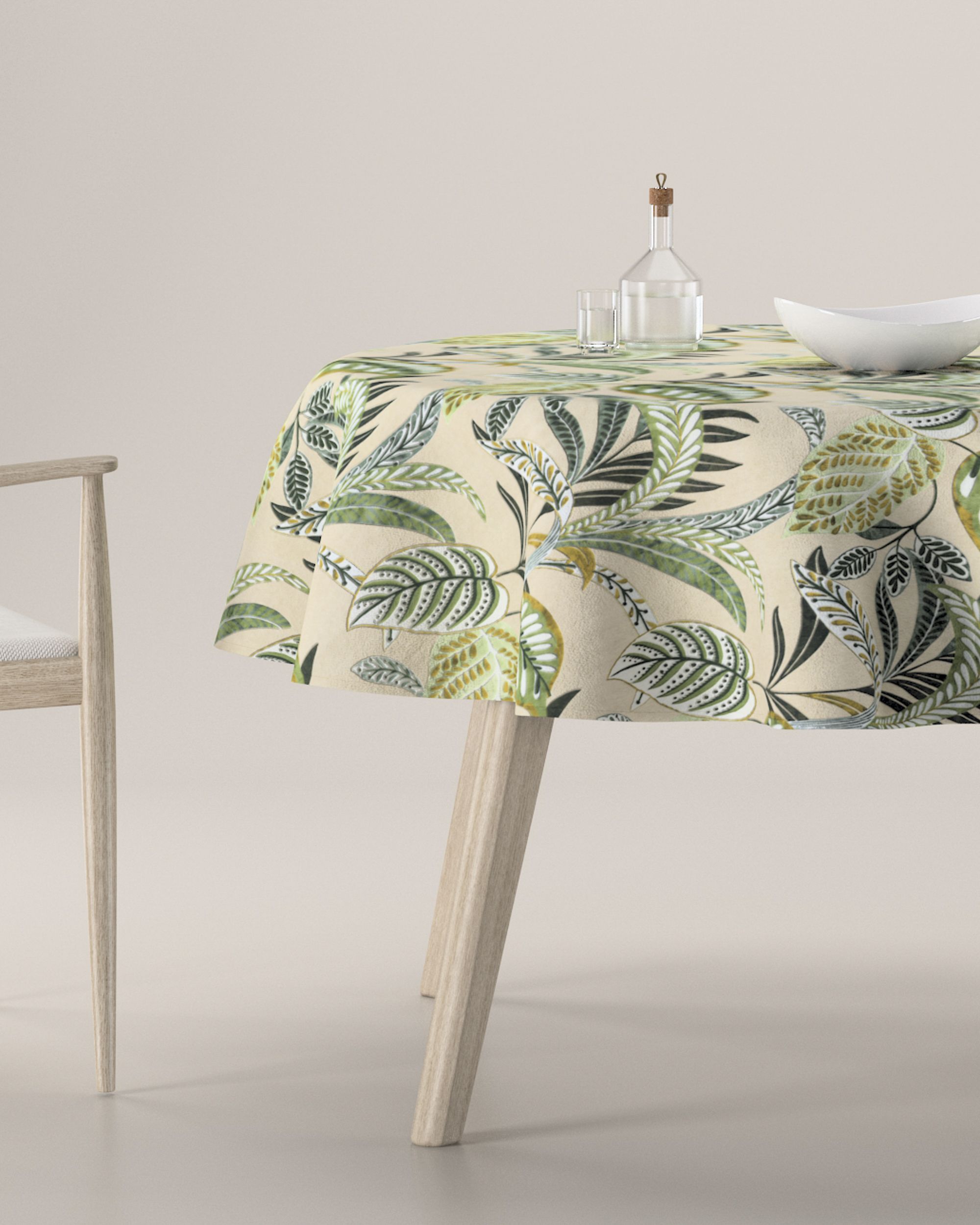 Rond tafelkleed kleur product groen stof met patroon