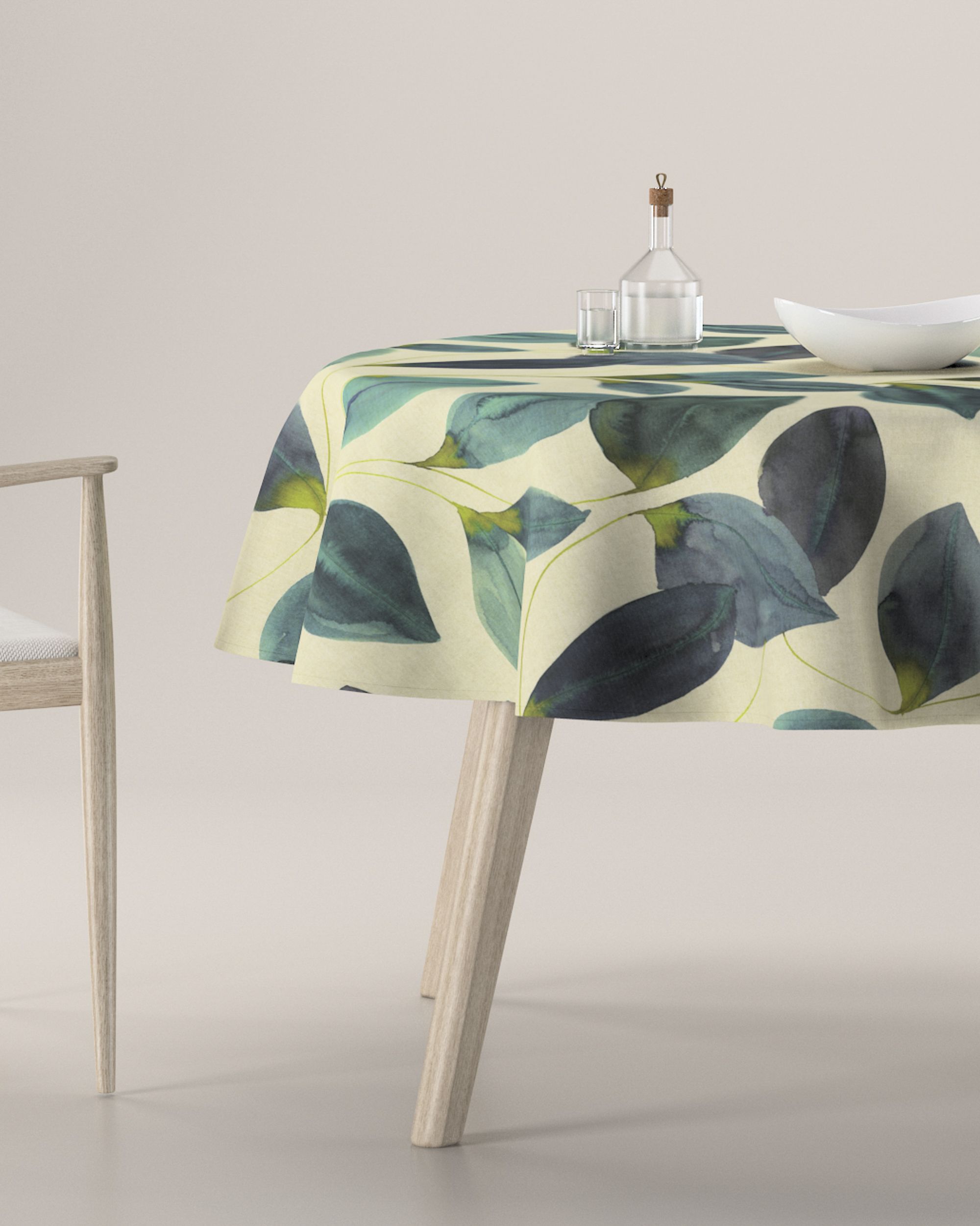 Rond tafelkleed kleur product groen stof met patroon
