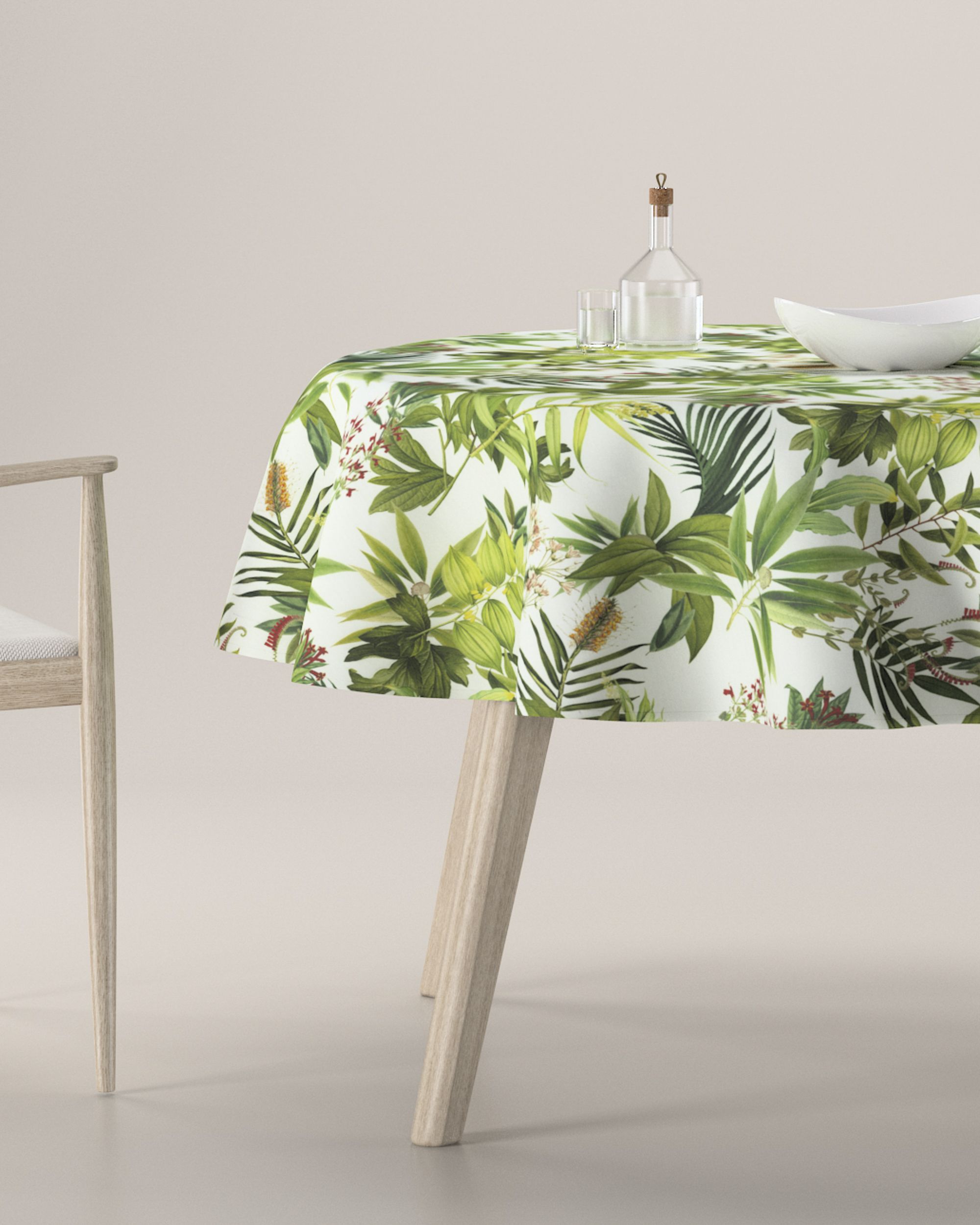 Rond tafelkleed kleur product groen stof met patroon