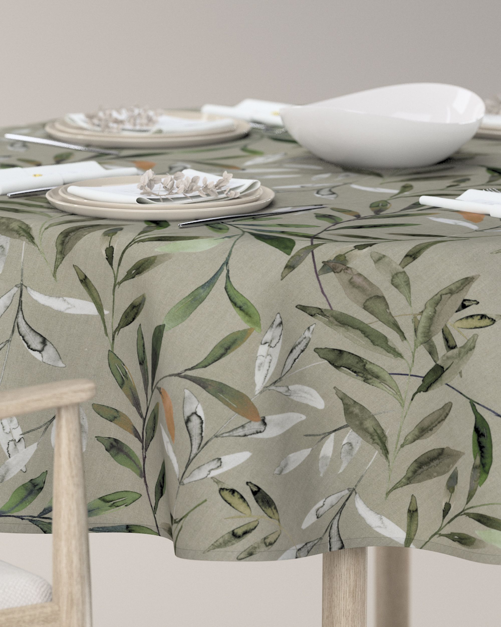 Rond tafelkleed kleur product meerkleurig stof met patroon (hover)