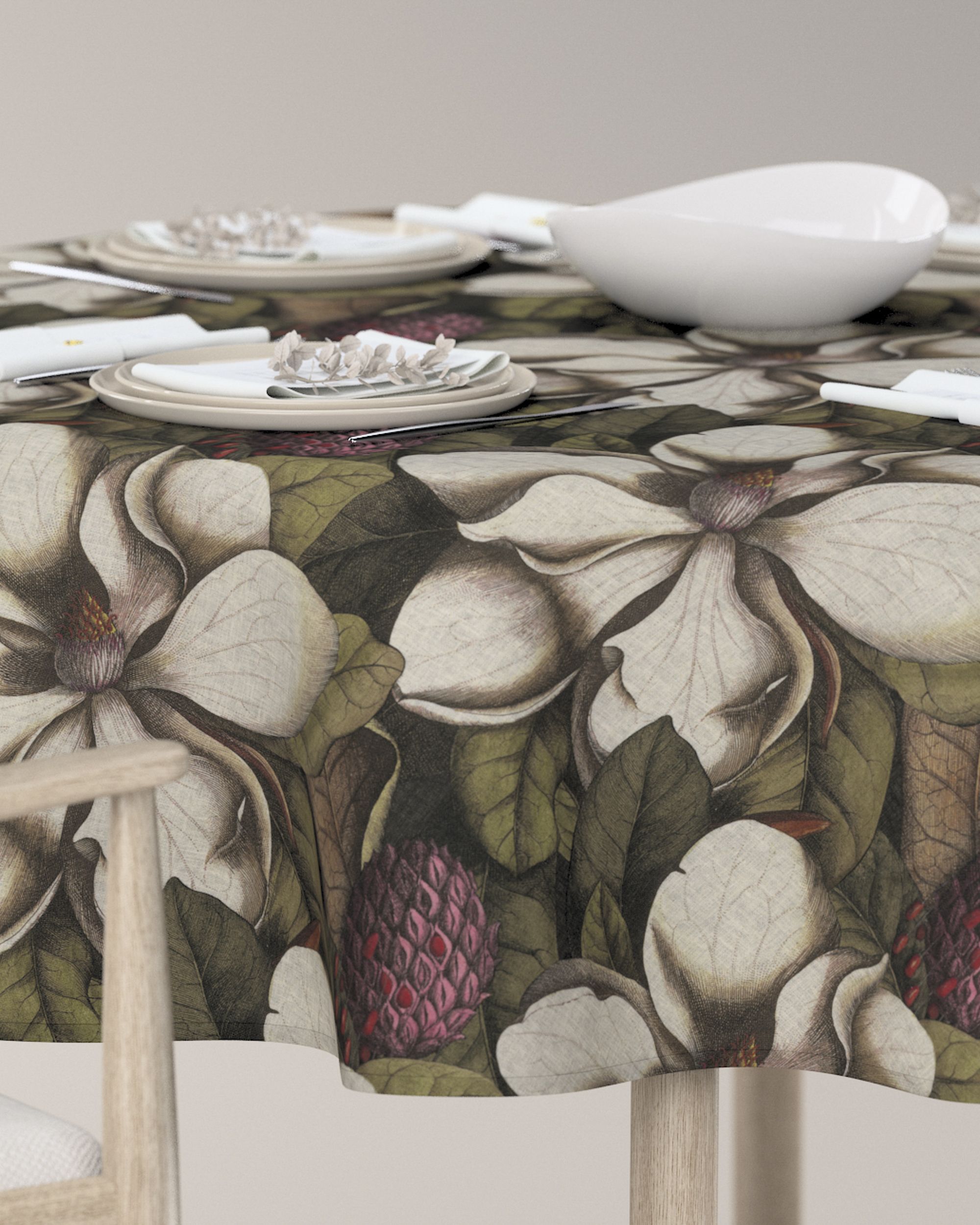 Rond tafelkleed kleur product meerkleurig stof met patroon (hover)