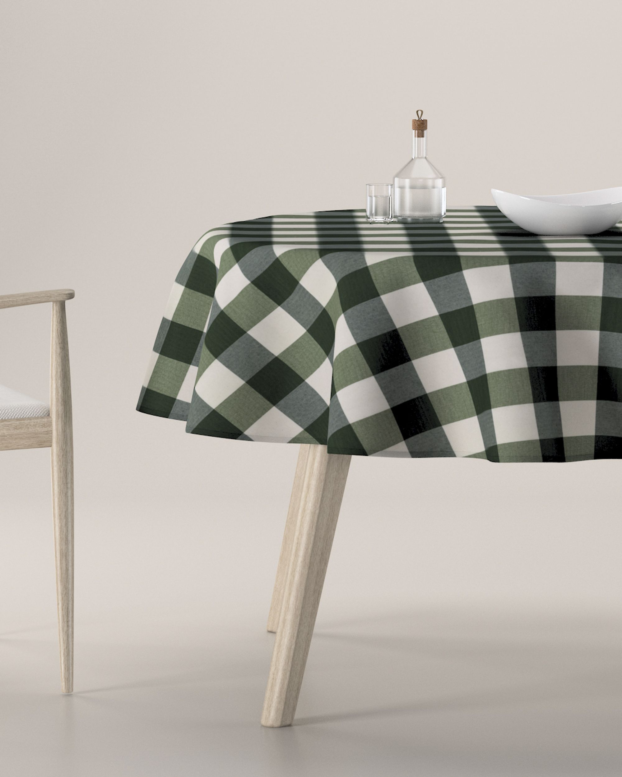 Rond tafelkleed kleur product groen stof met patroon
