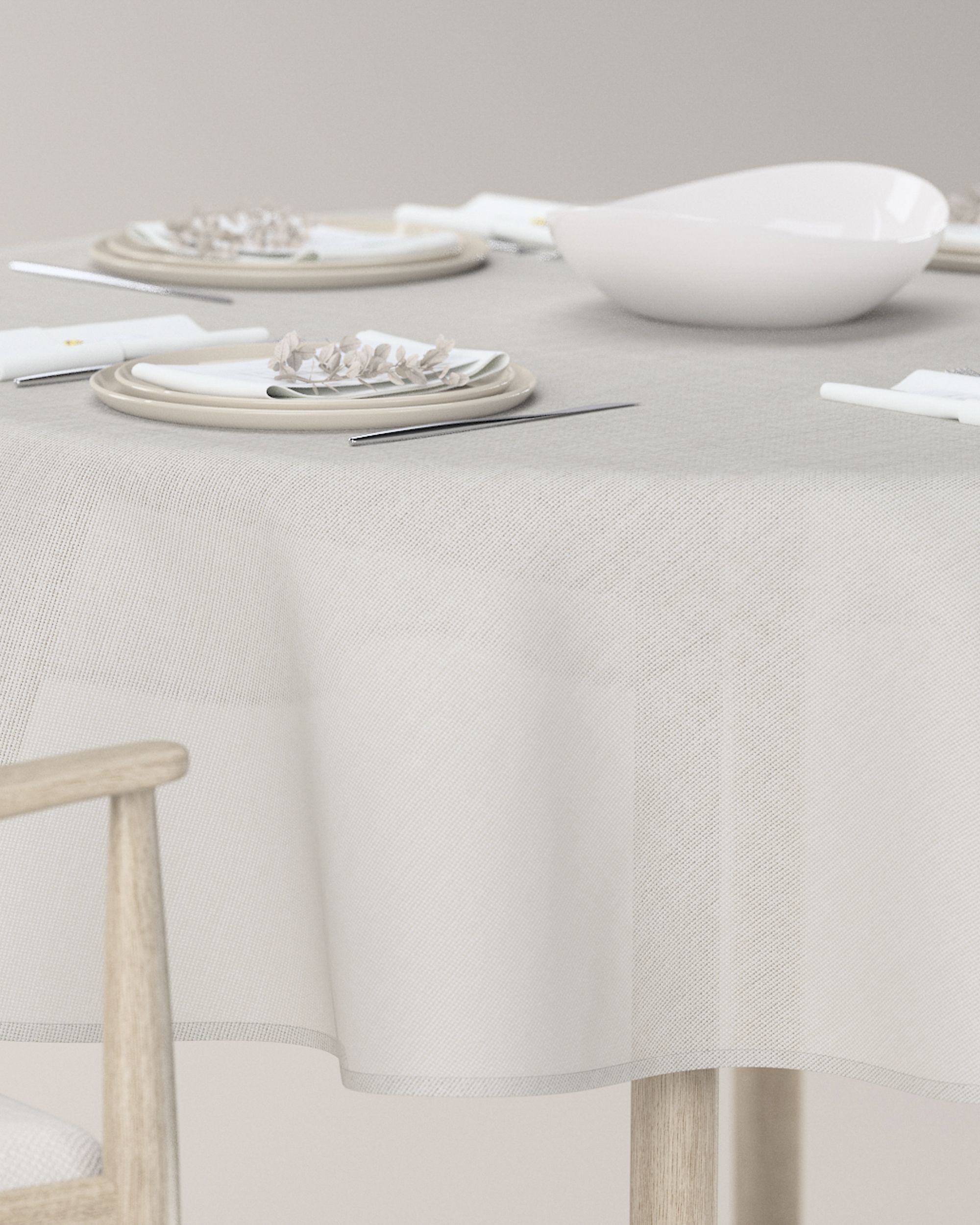 Rond tafelkleed kleur product wit stof met structuur (hover)