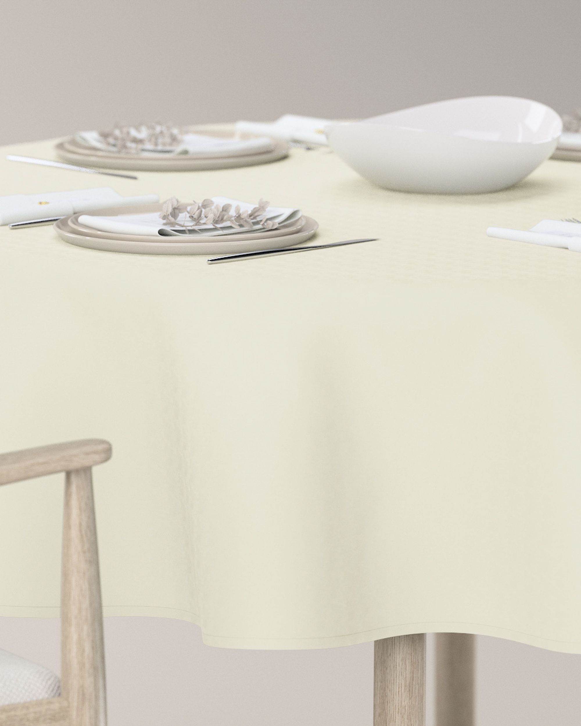 Rond tafelkleed kleur product crème (hover)