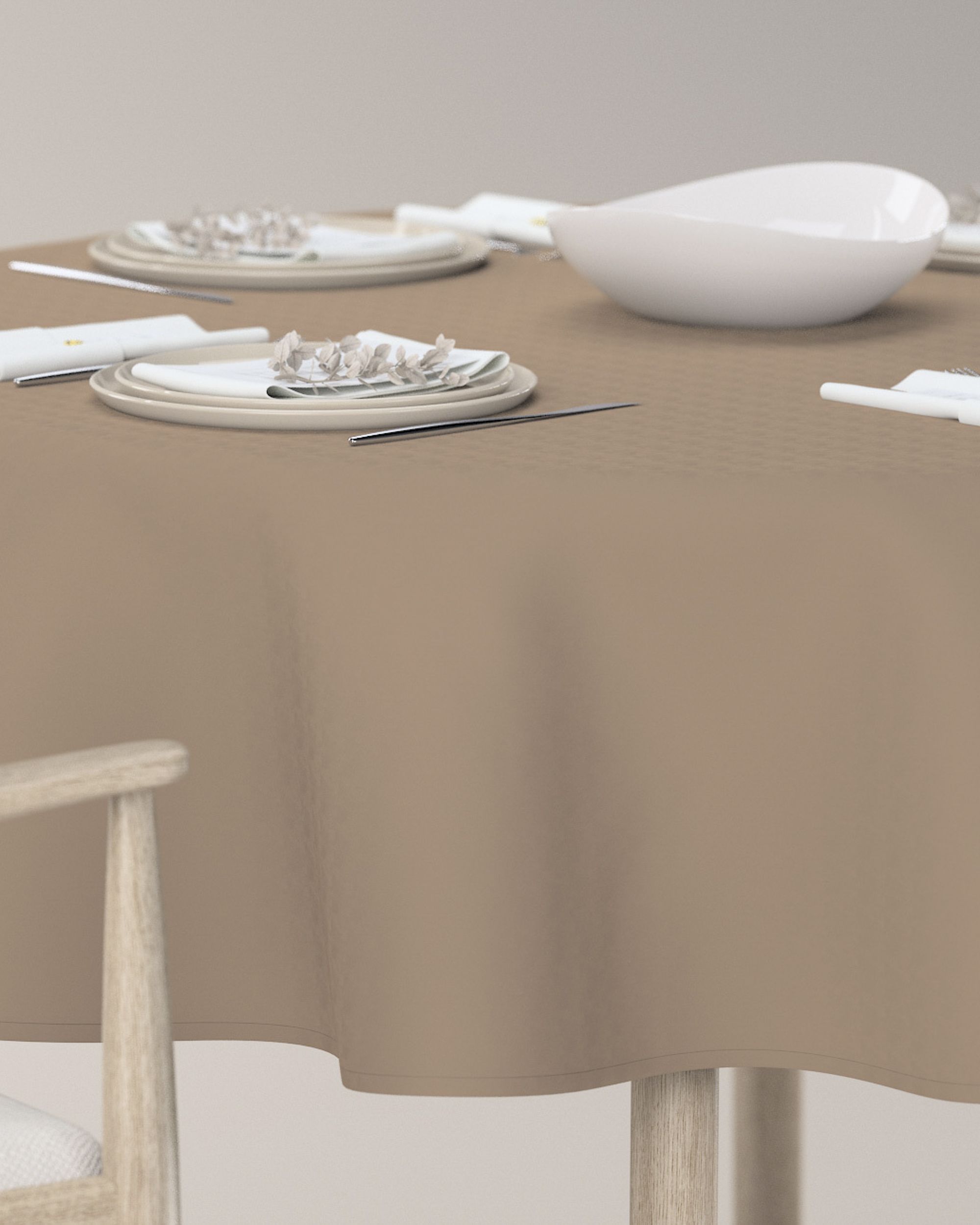 Rond tafelkleed kleur product beige (hover)