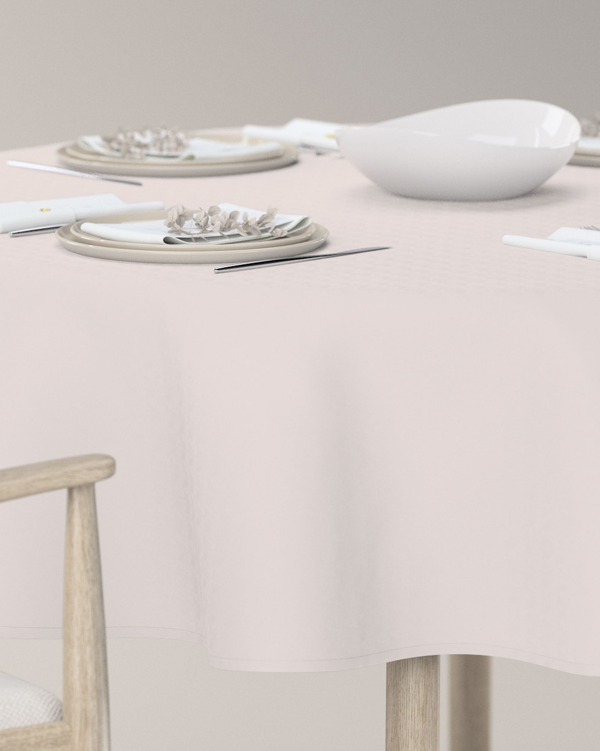 Rond tafelkleed kleur product crème (hover)