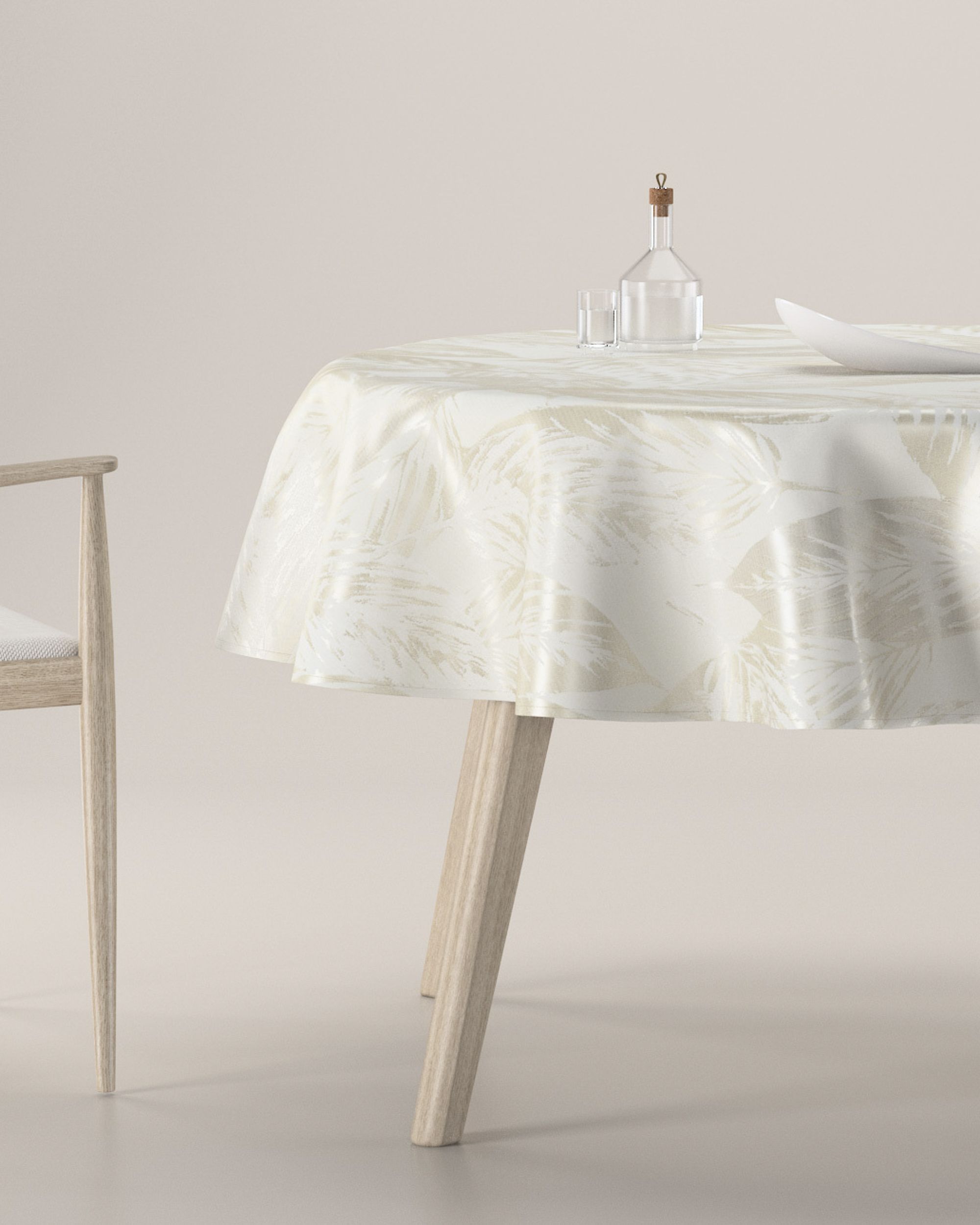 Rond tafelkleed kleur product groen stof glanzend, met structuur, met patroon
