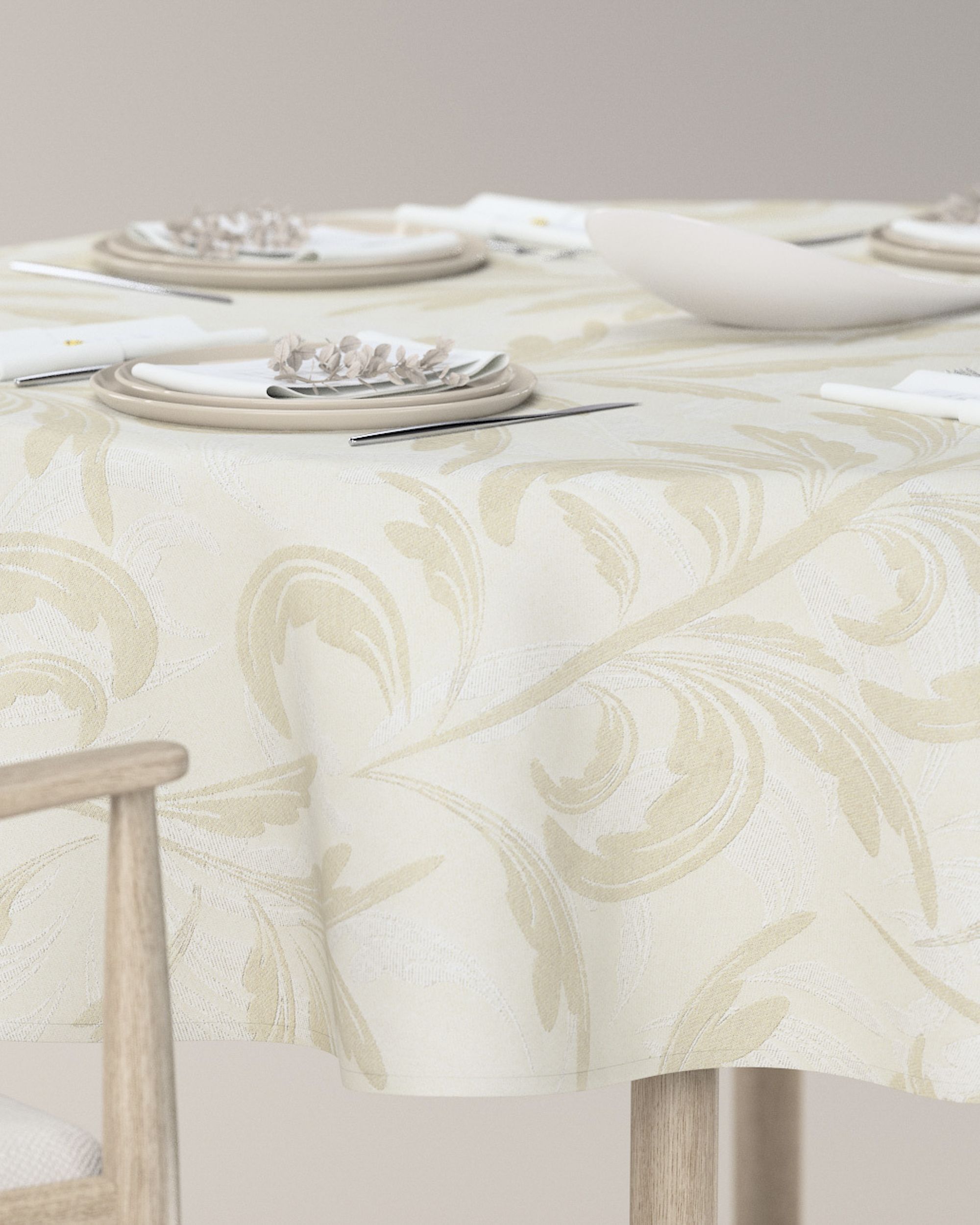Rond tafelkleed kleur product grijs stof glanzend, met structuur, met patroon (hover)