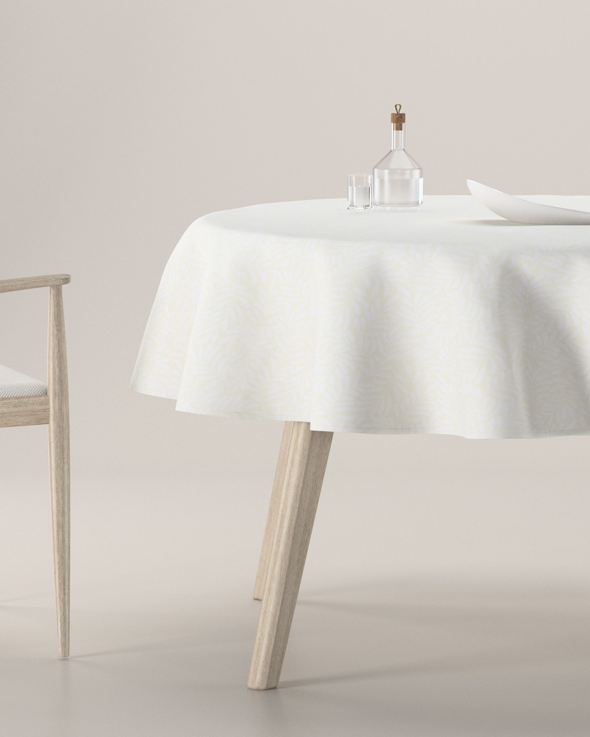 Rond tafelkleed kleur product crème stof met structuur, met patroon