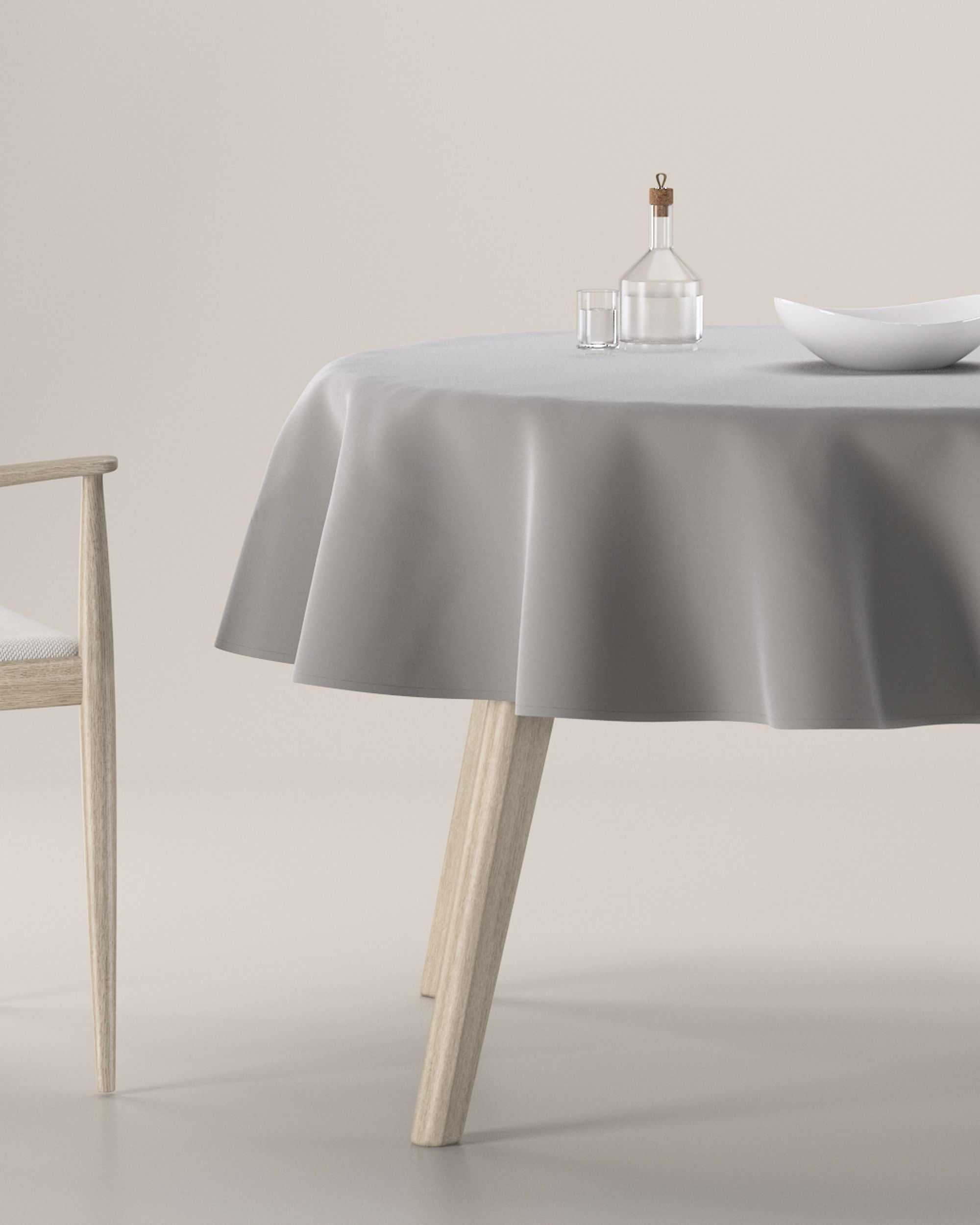 Rond tafelkleed kleur product grijs stof glanzend, fluweel
