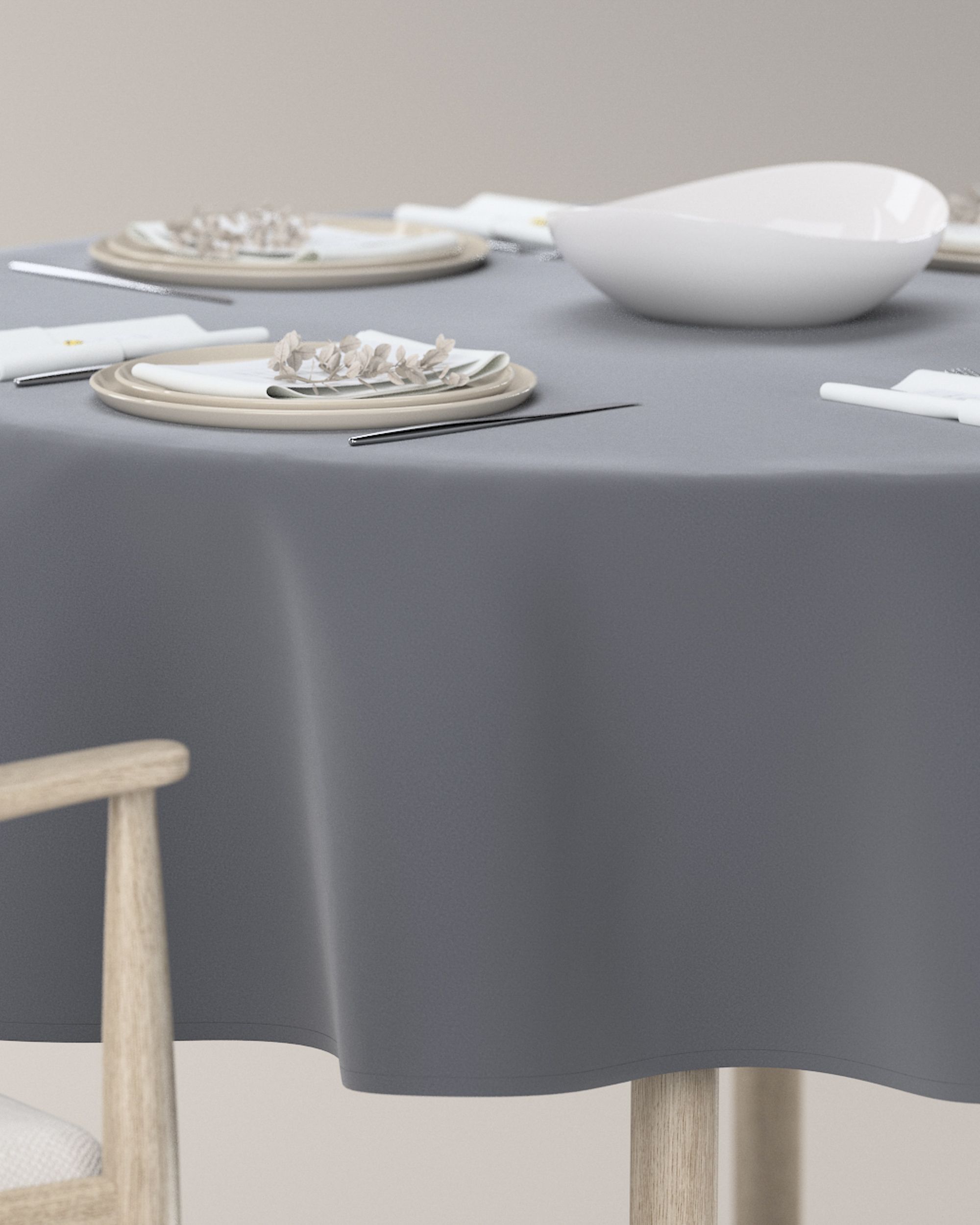 Rond tafelkleed kleur product grijs stof glanzend, fluweel (hover)