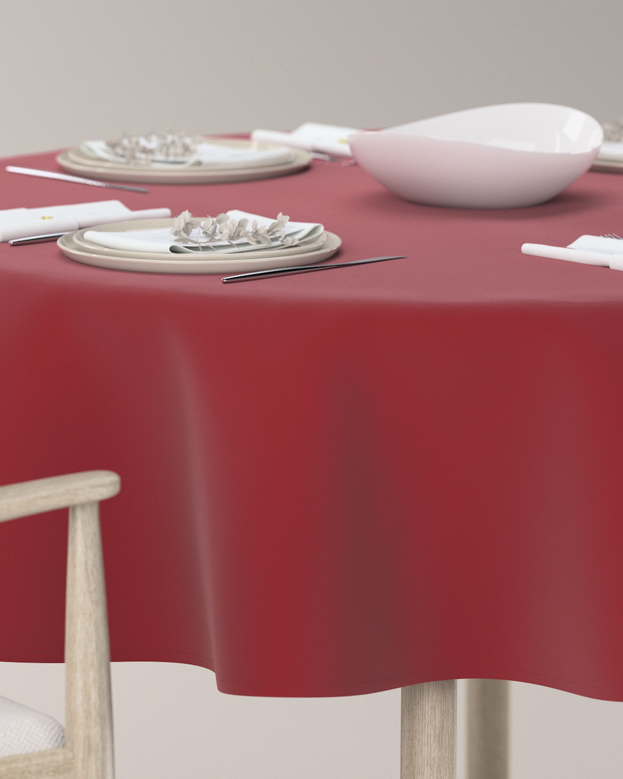 Rond tafelkleed kleur product rood stof glanzend, fluweel (hover)