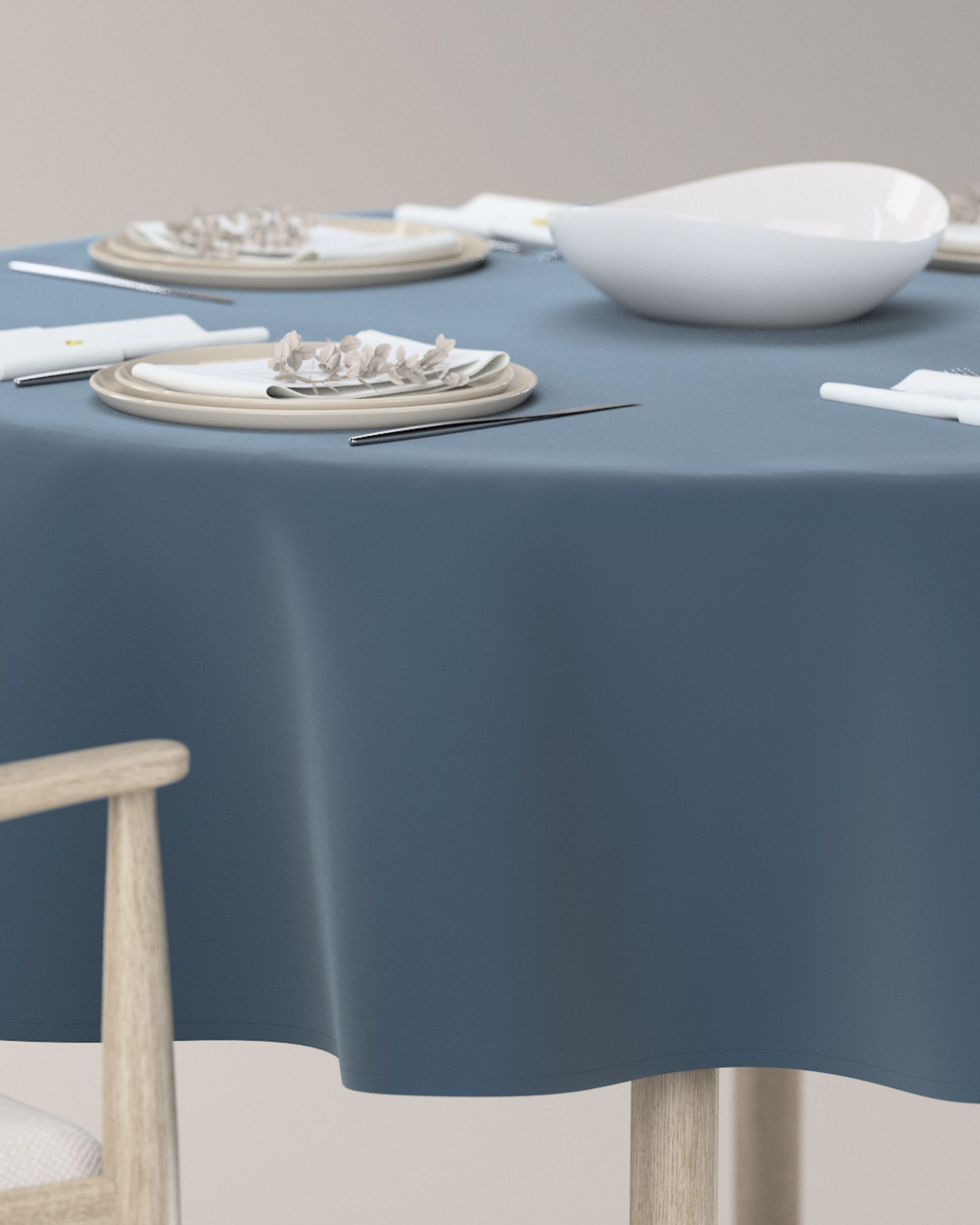 Rond tafelkleed kleur product blauw stof glanzend, fluweel (hover)