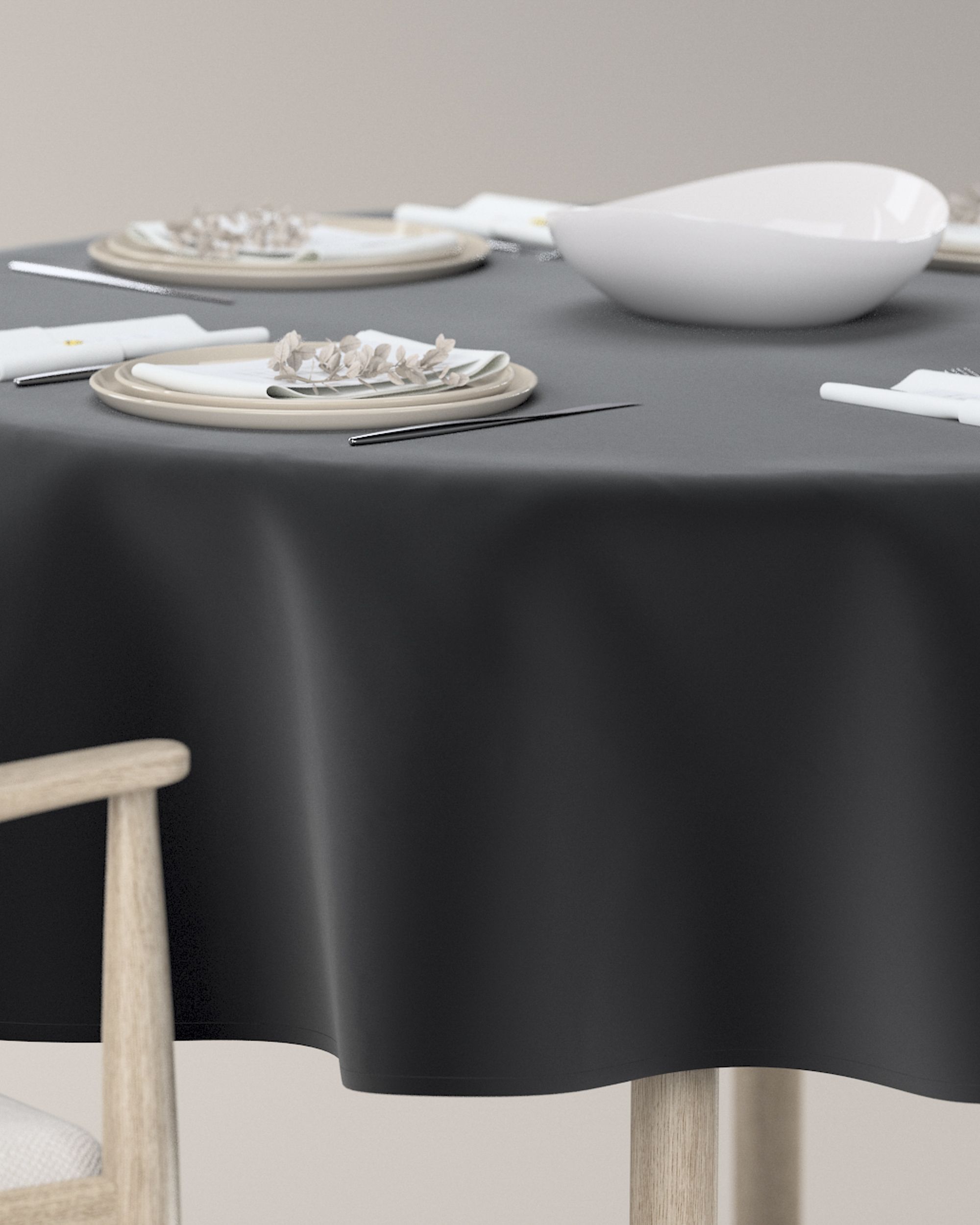 Rond tafelkleed kleur product zwart stof glanzend, fluweel (hover)