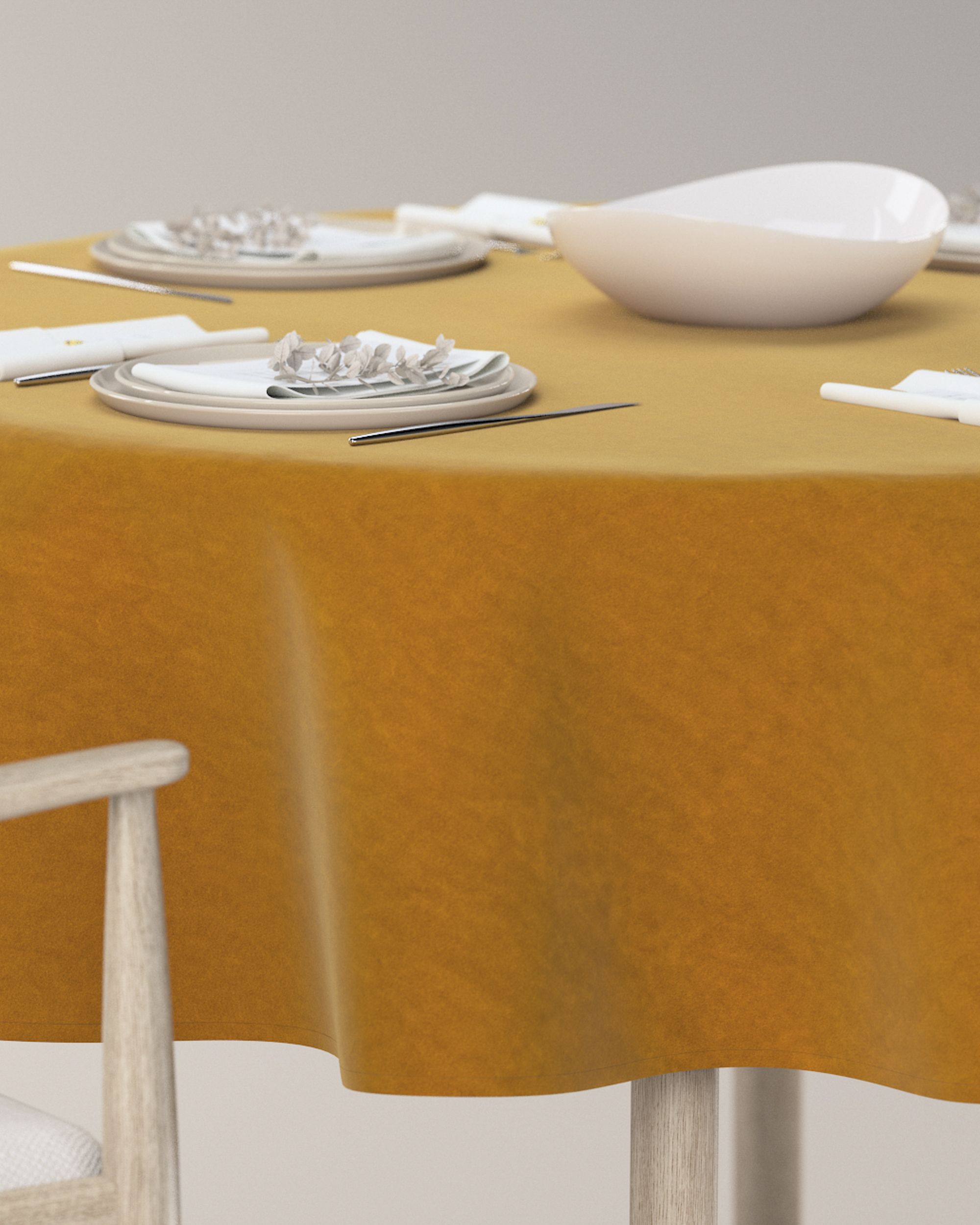 Rond tafelkleed kleur product geel stof glanzend, fluweel (hover)