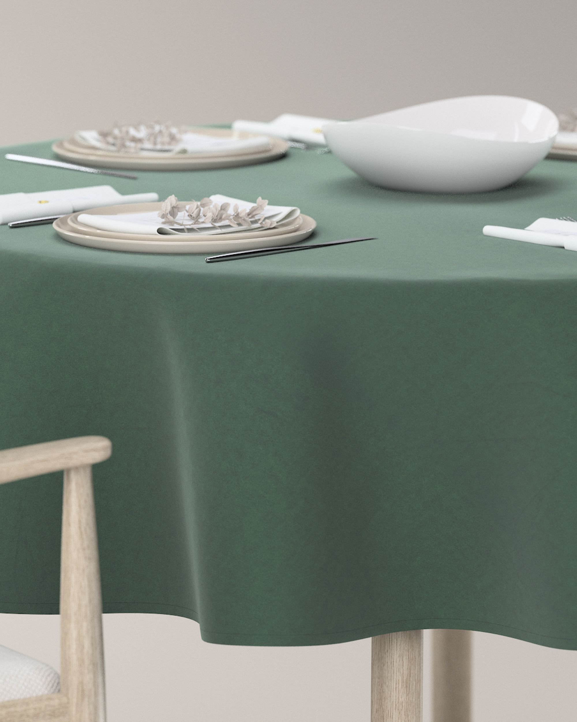 Rond tafelkleed kleur product groen stof glanzend, fluweel (hover)