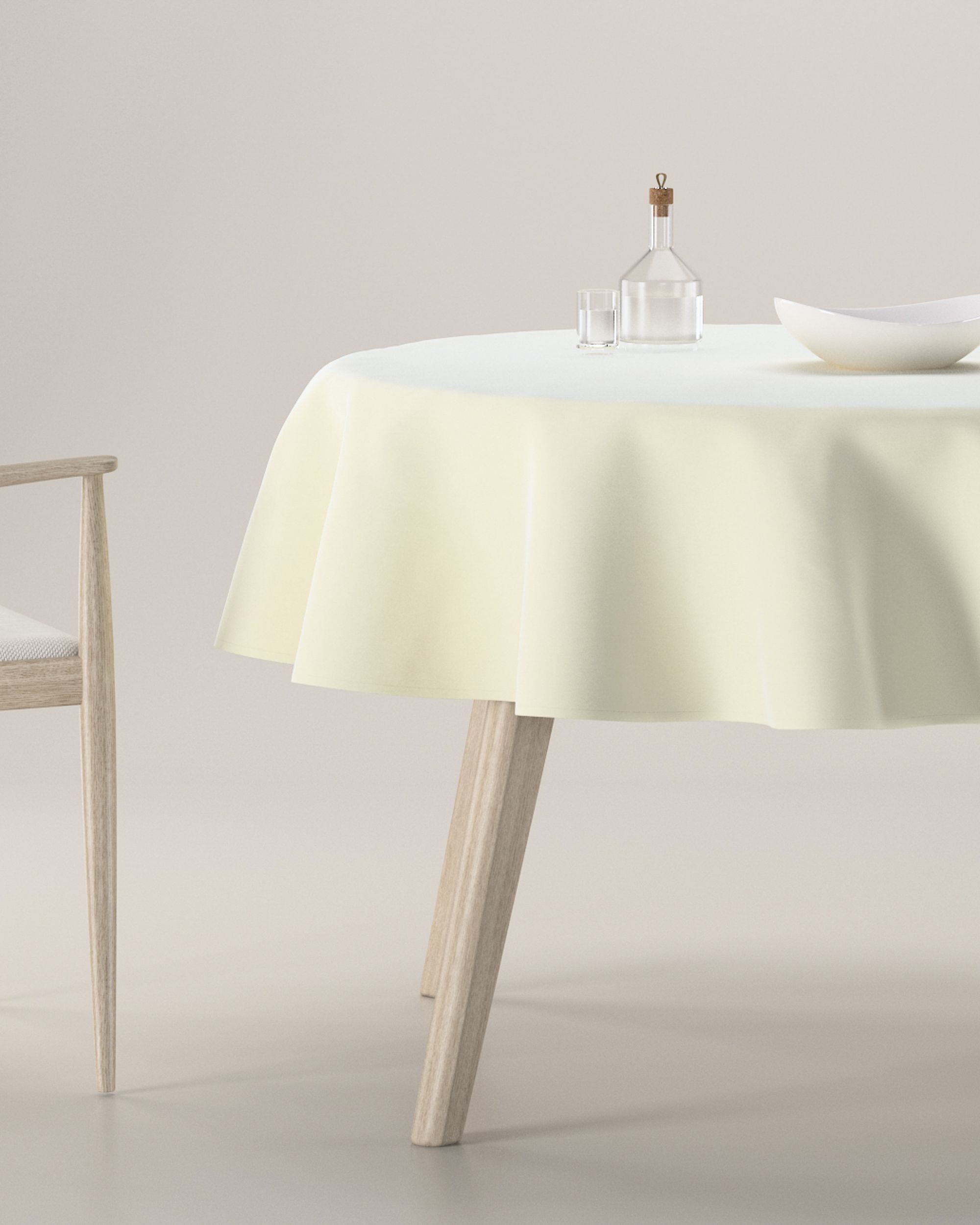 Rond tafelkleed kleur product crème stof glanzend, fluweel