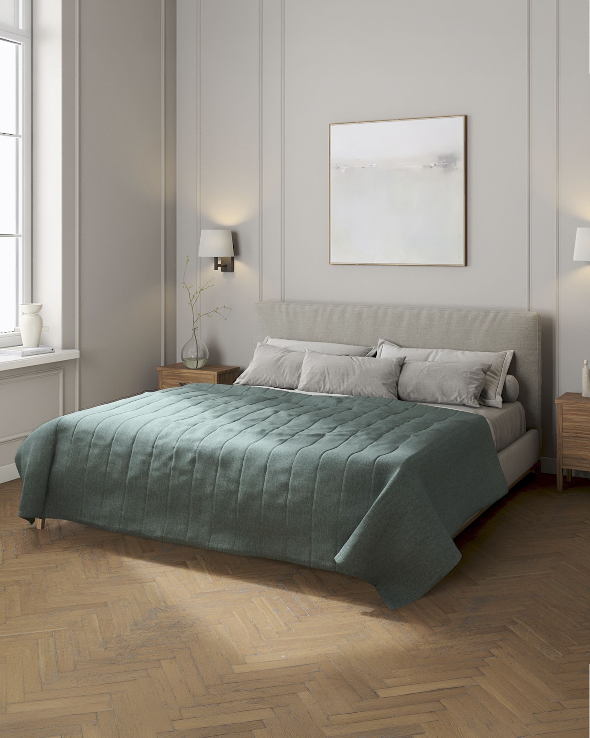 Bedsprei met gestreepte stiksels kleur product blauw stof met structuur