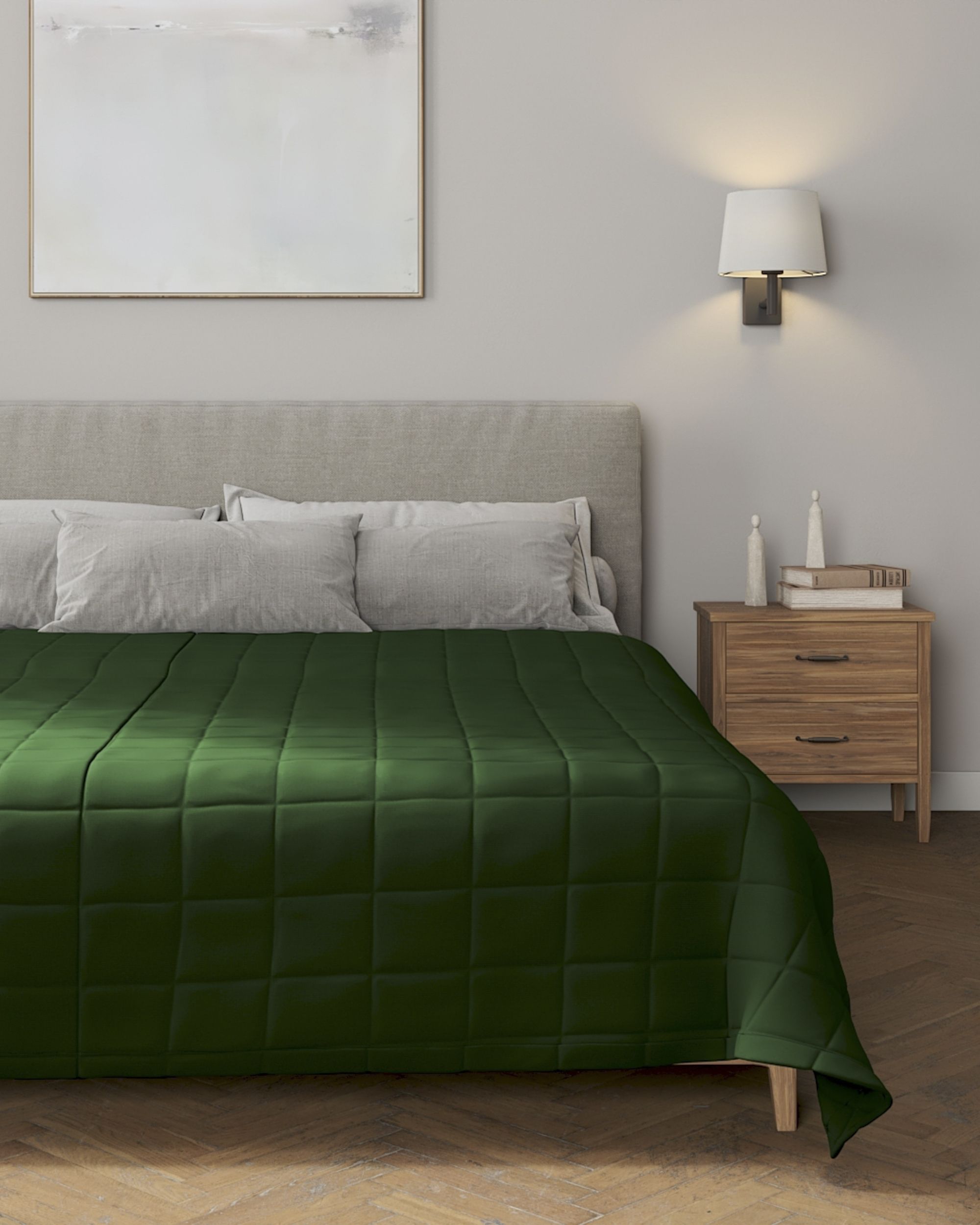Bedsprei met ruitvormige stiksels kleur product groen (hover)