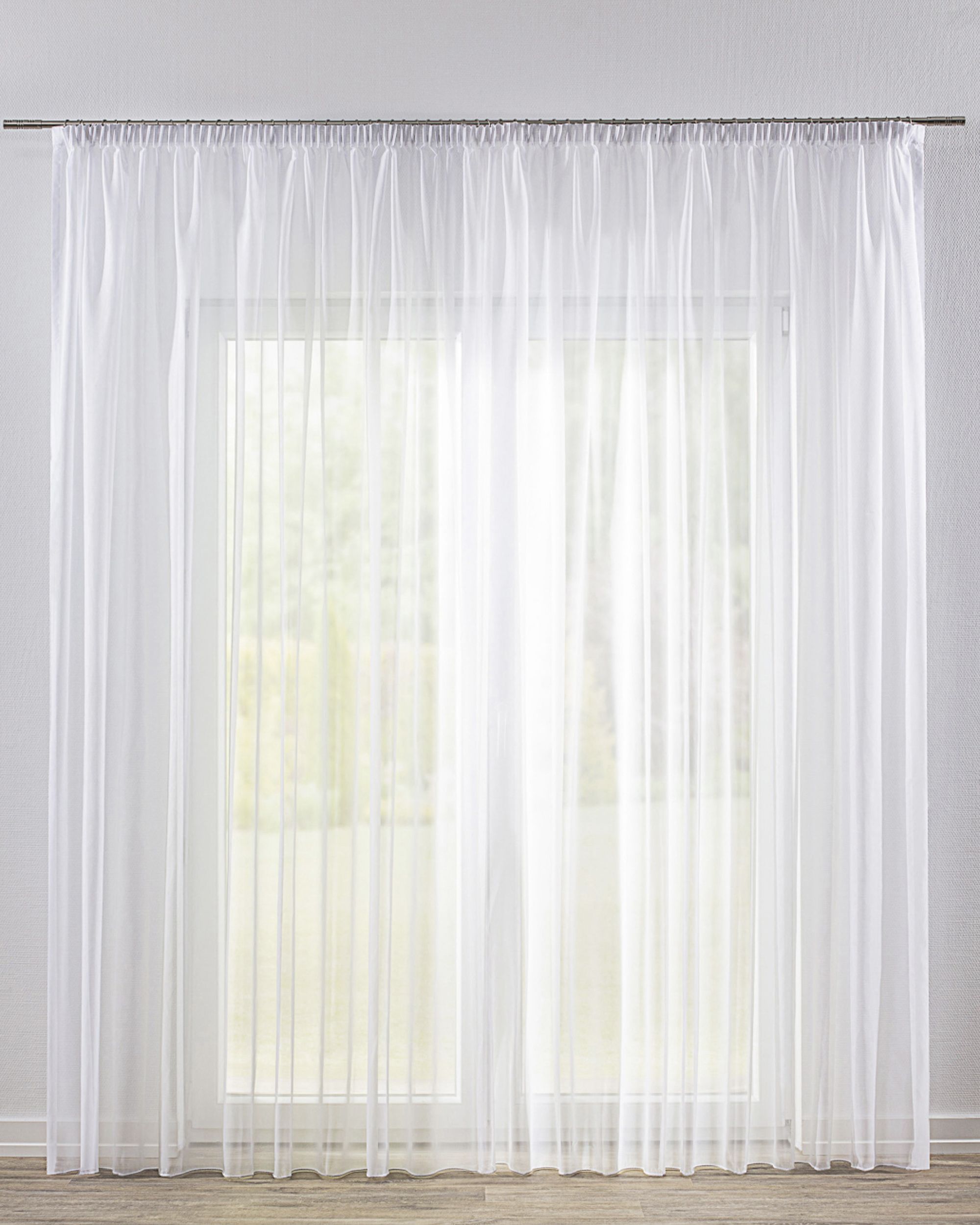 Vitragegordijn met plooiband kleur product wit stof halftransparant, met structuur