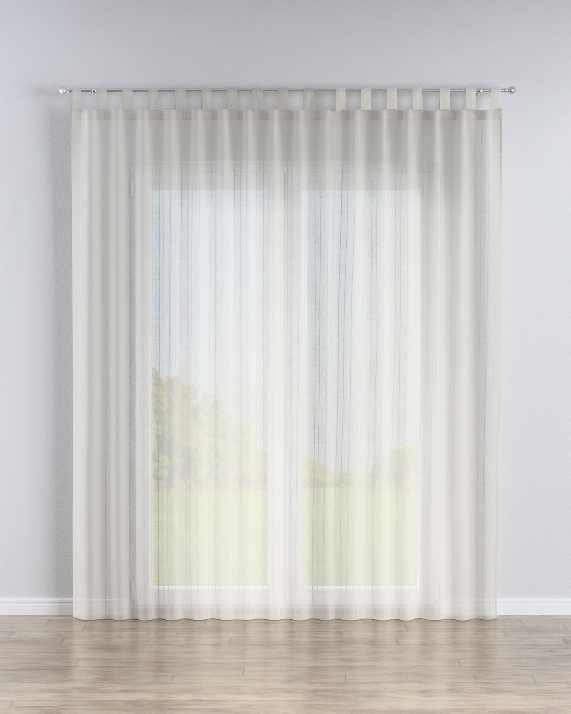 Vitragegordijn met lussen kleur product beige stof halftransparant, met structuur, met patroon