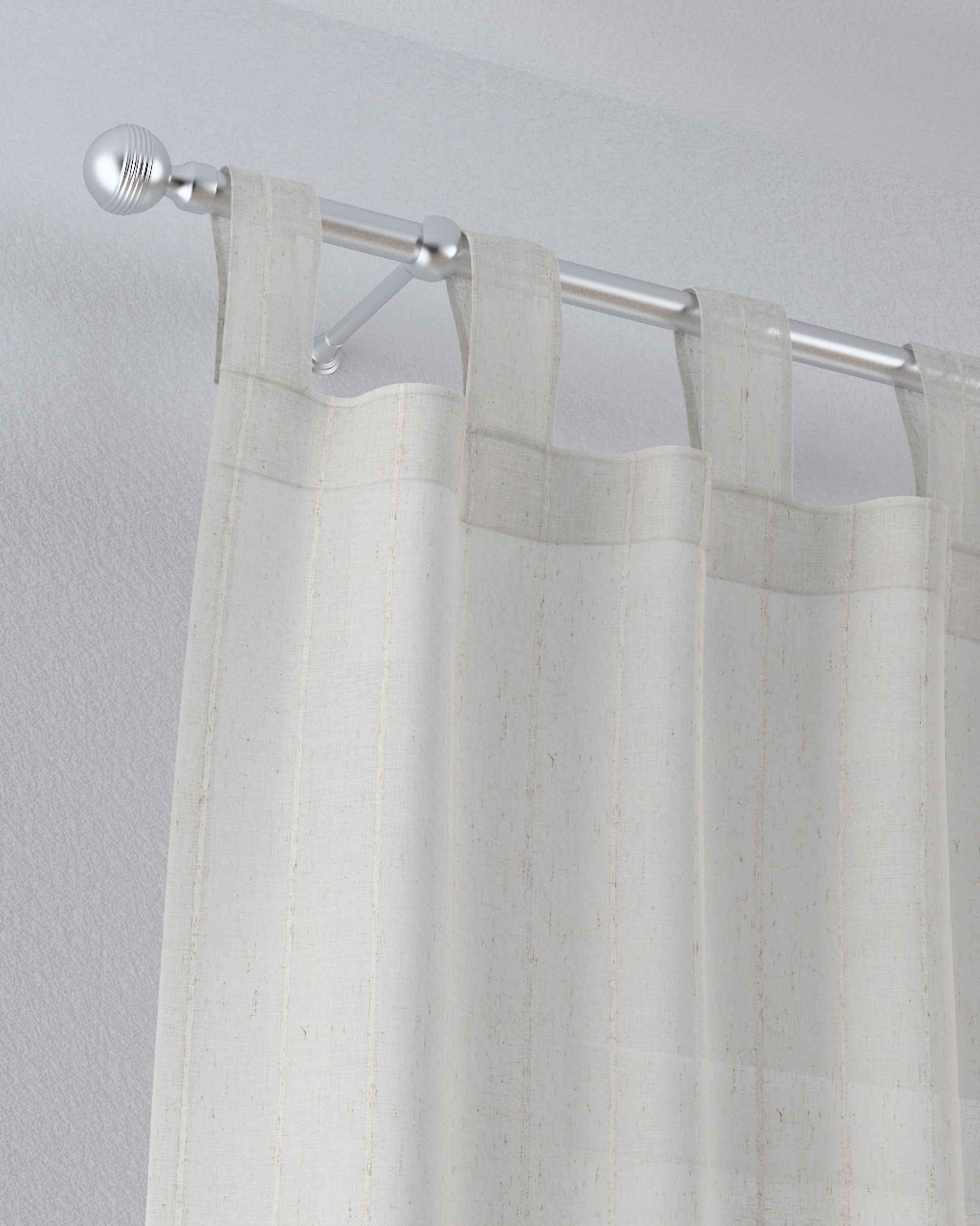 Vitragegordijn met lussen kleur product beige stof halftransparant, met structuur, met patroon (hover)