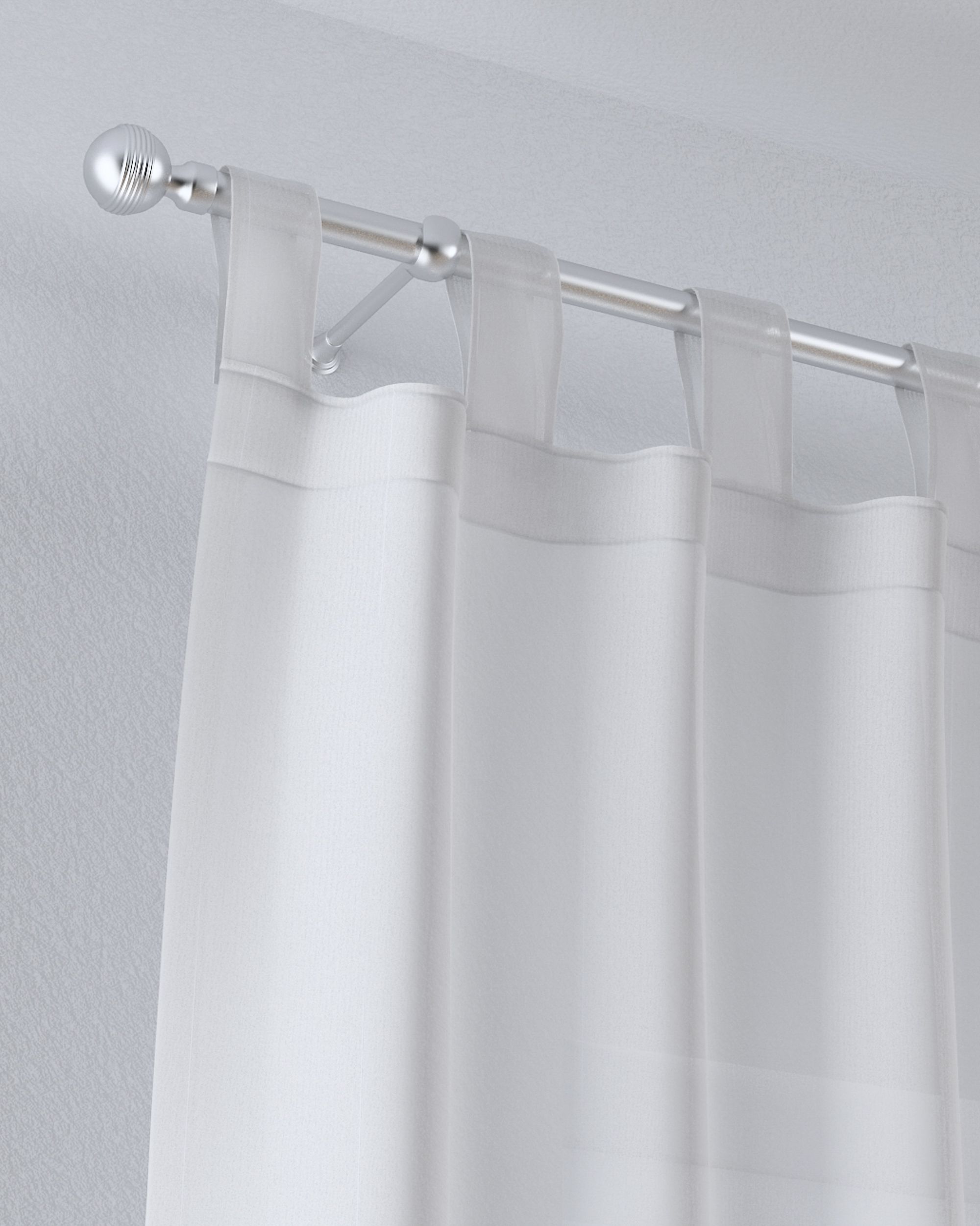 Vitragegordijn met lussen kleur product crème stof halftransparant, met structuur, met patroon (hover)