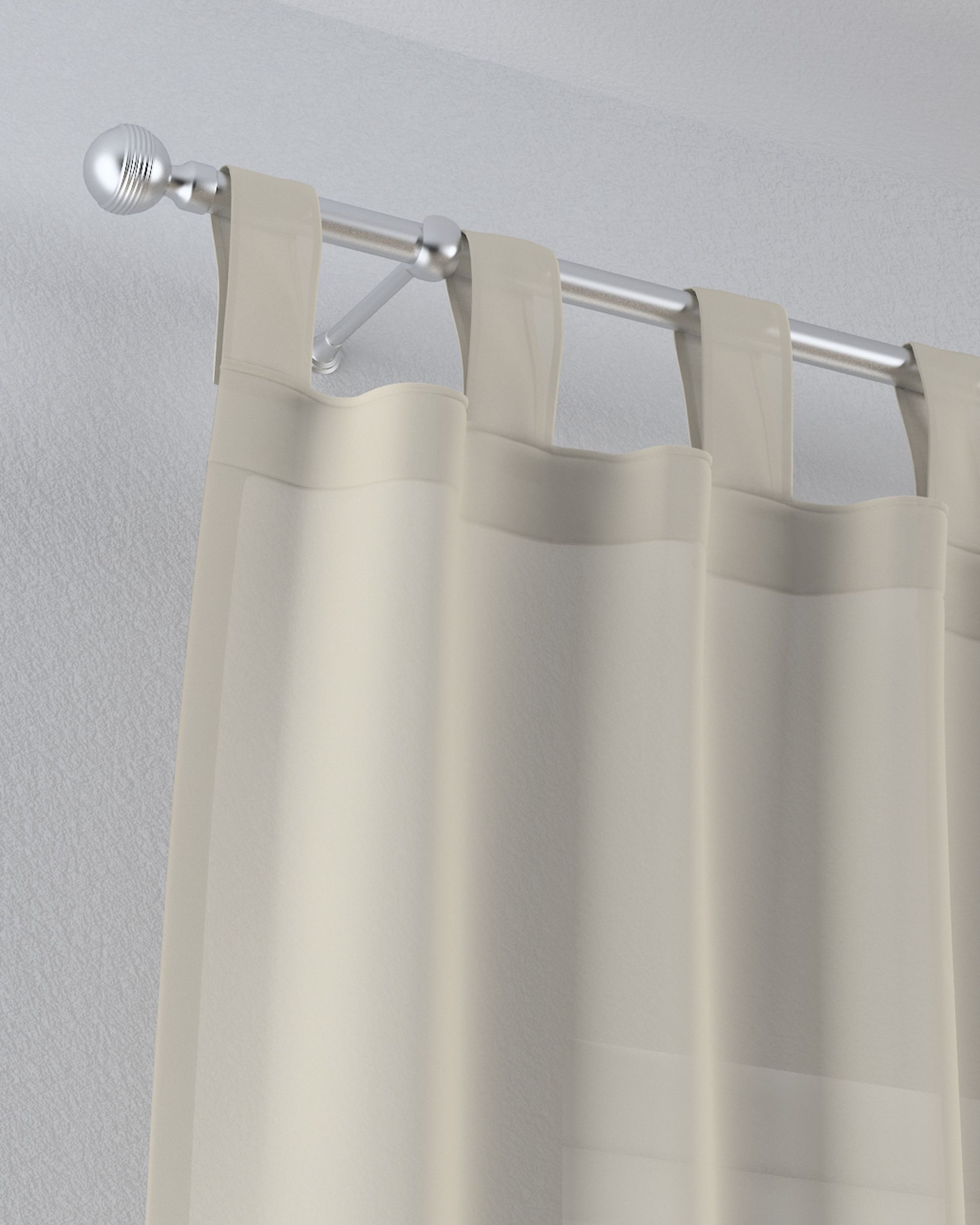Vitragegordijn met lussen kleur product beige stof halftransparant, met structuur (hover)
