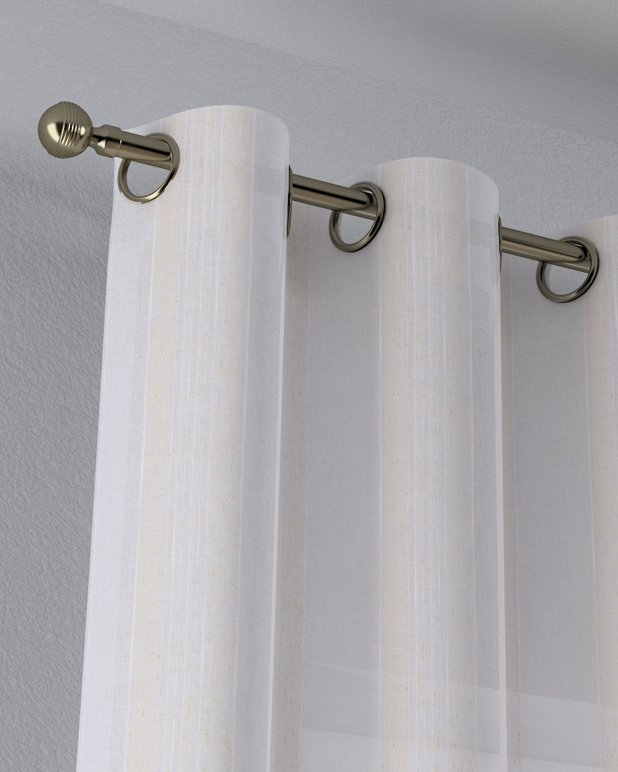 Vitragegordijn met ringen kleur product crème stof halftransparant, met structuur, met patroon (hover)