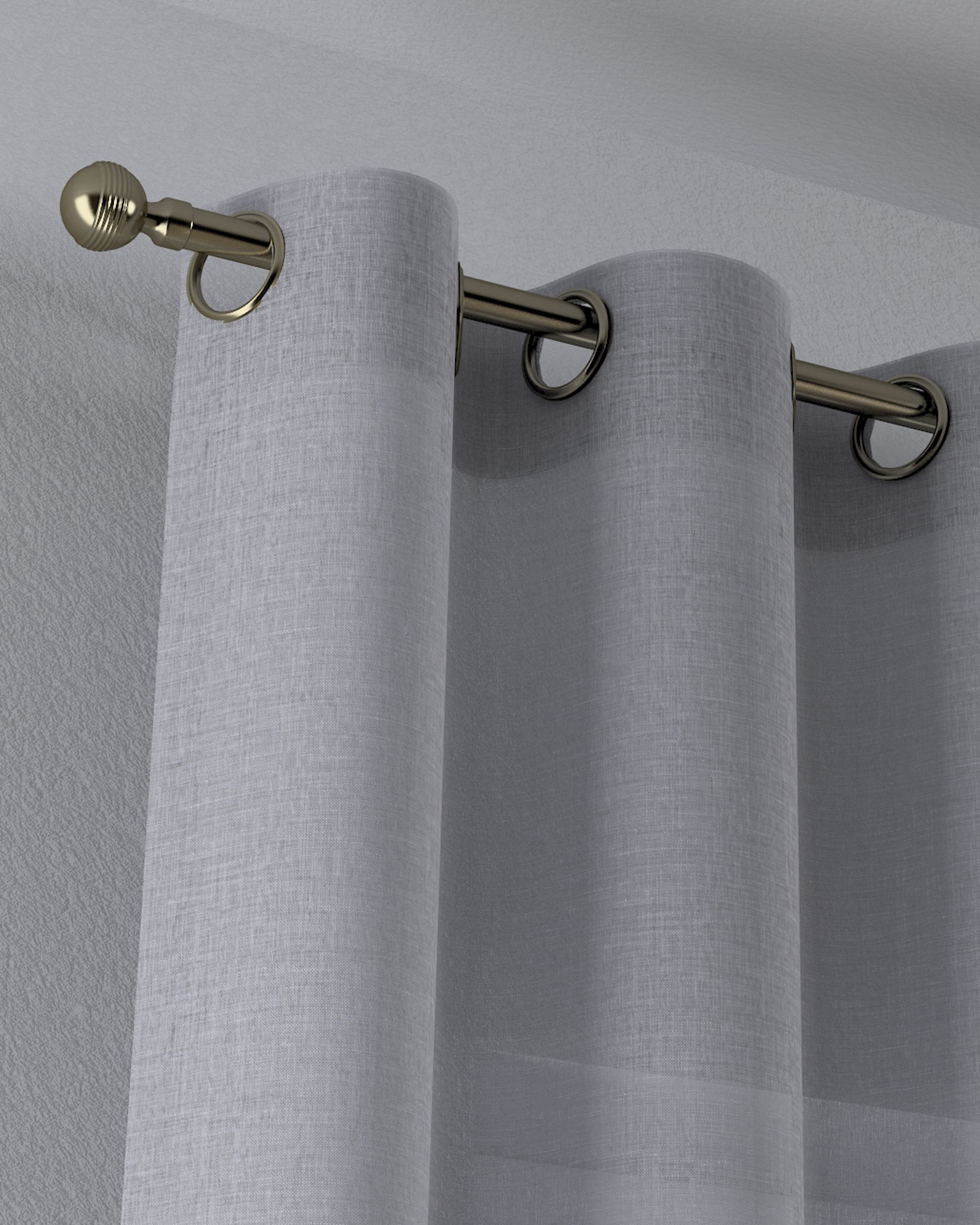 Vitragegordijn met ringen kleur product grijs stof halftransparant, met structuur (hover)