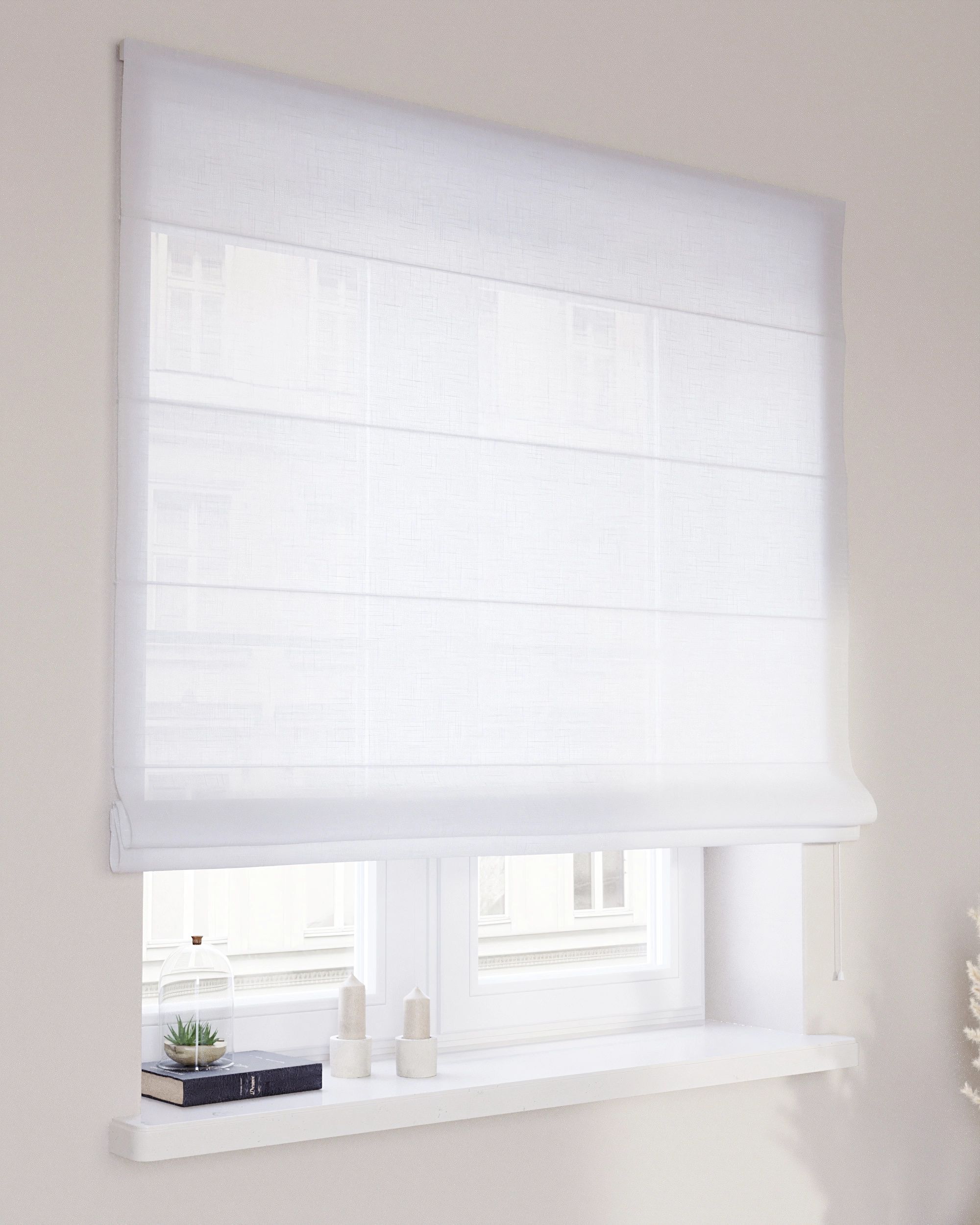 Vouwgordijn Capri kleur product wit stof halftransparant, met structuur