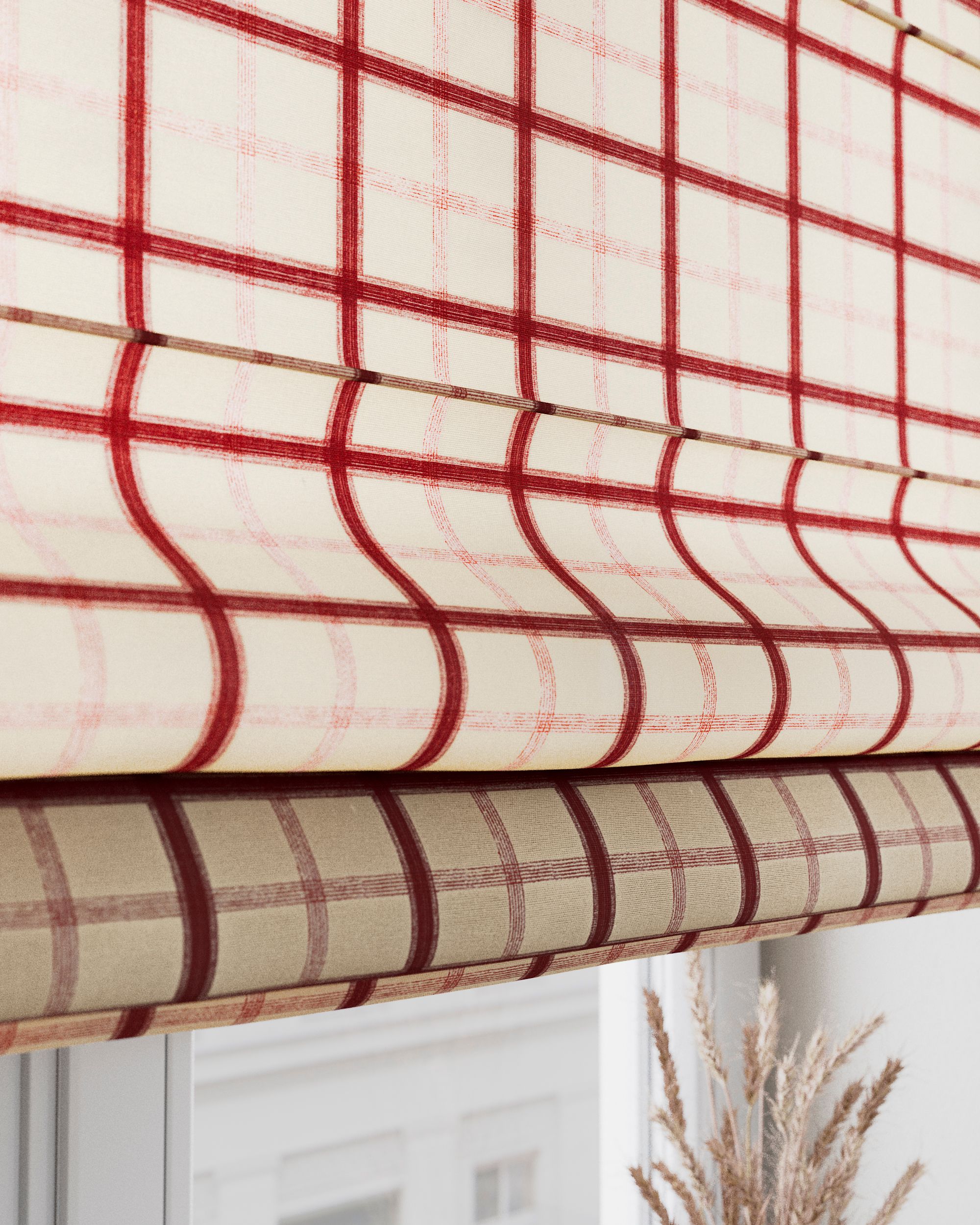 Vouwgordijn Capri kleur product rood stof met patroon (hover)