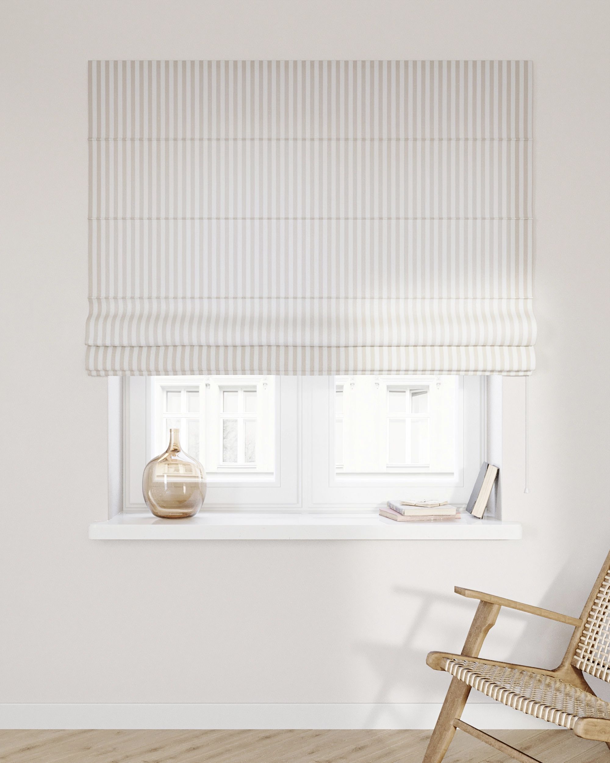 Vouwgordijn Capri kleur product beige stof met patroon