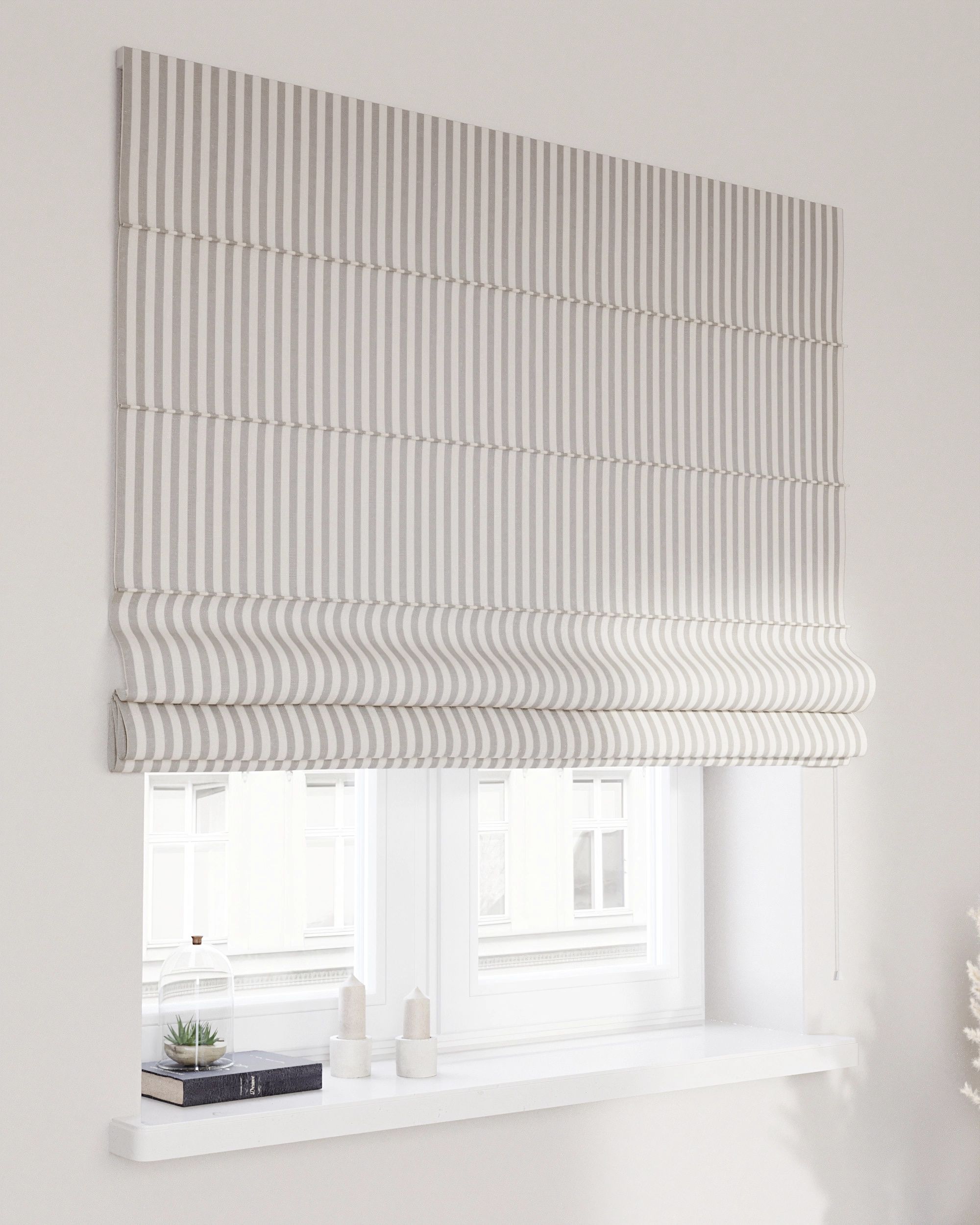 Vouwgordijn Capri kleur product grijs stof met patroon