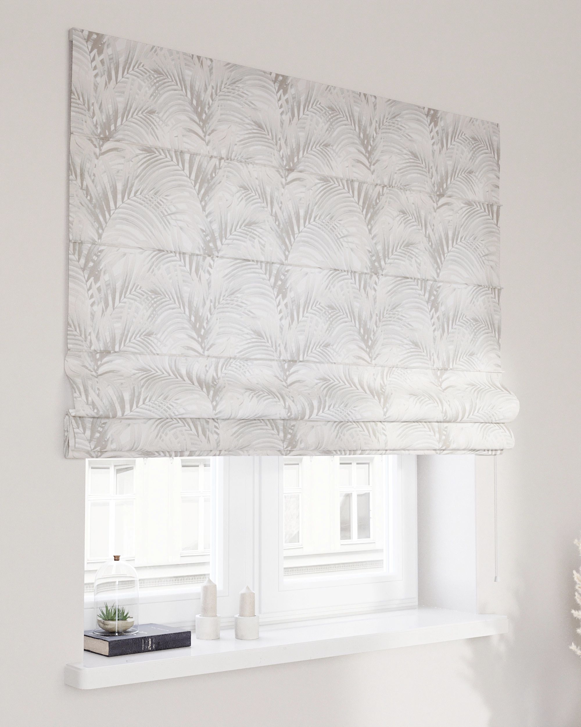 Vouwgordijn Capri kleur product beige stof met patroon