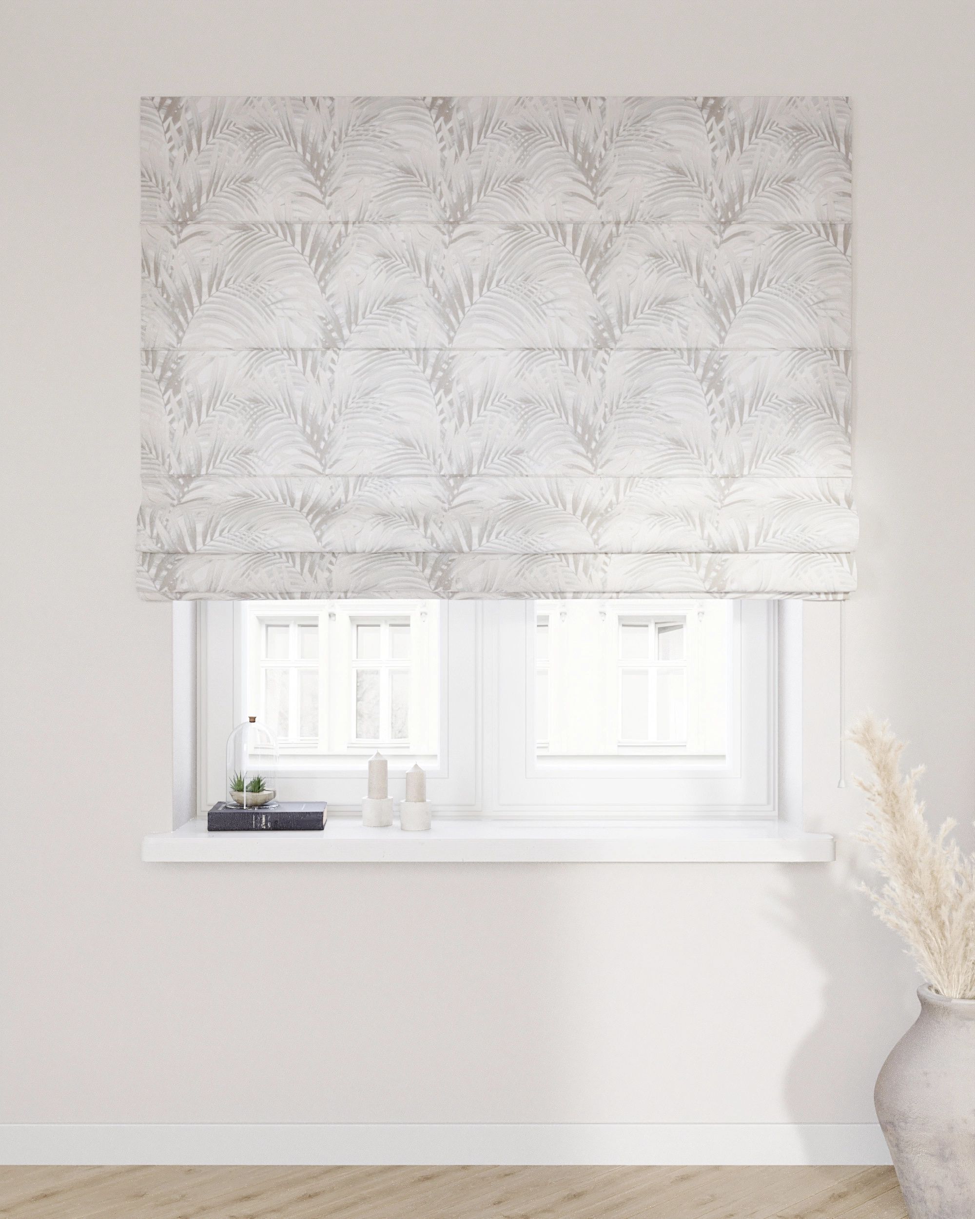 Vouwgordijn Capri kleur product beige stof met patroon (hover)