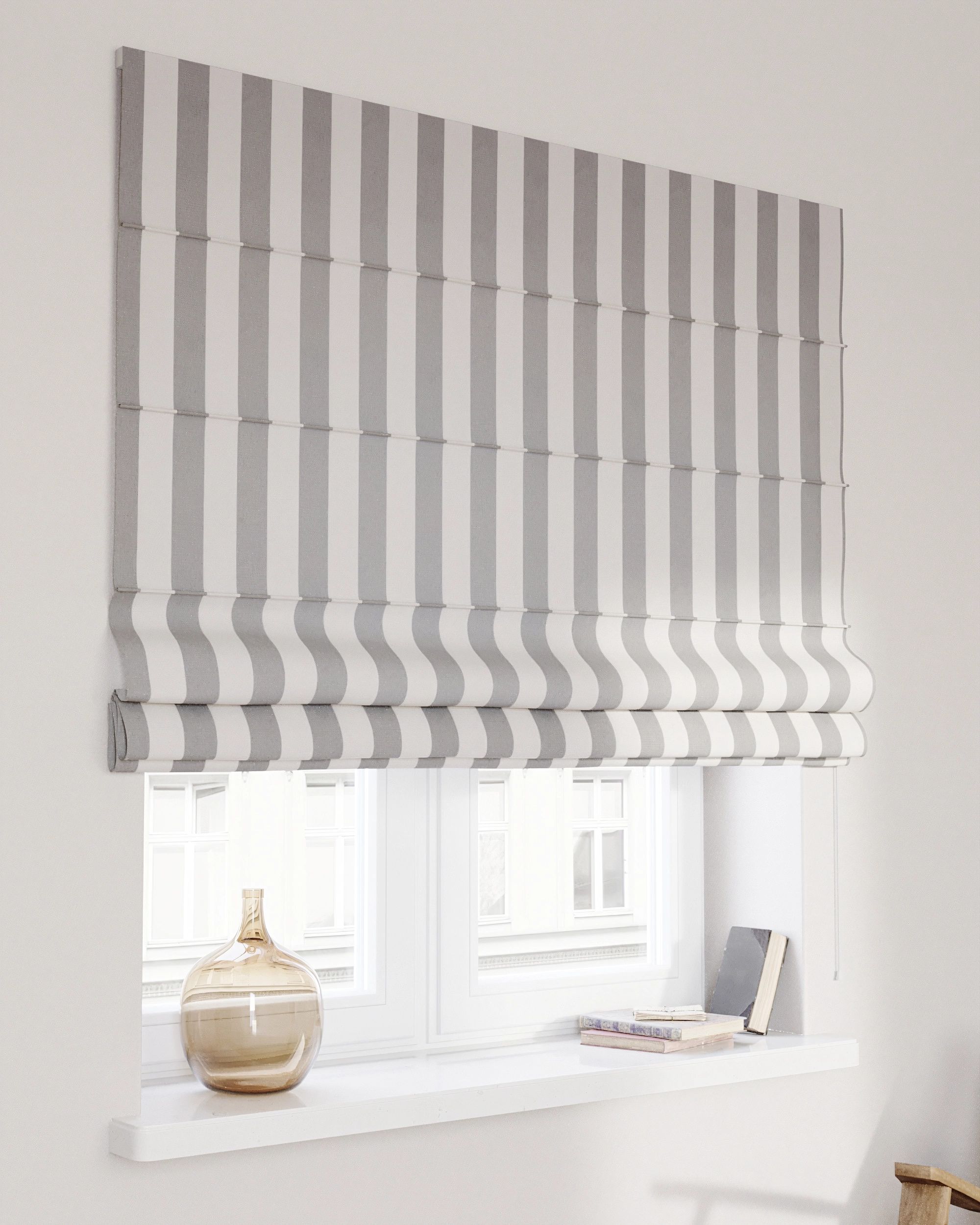 Vouwgordijn Capri kleur product grijs stof met patroon